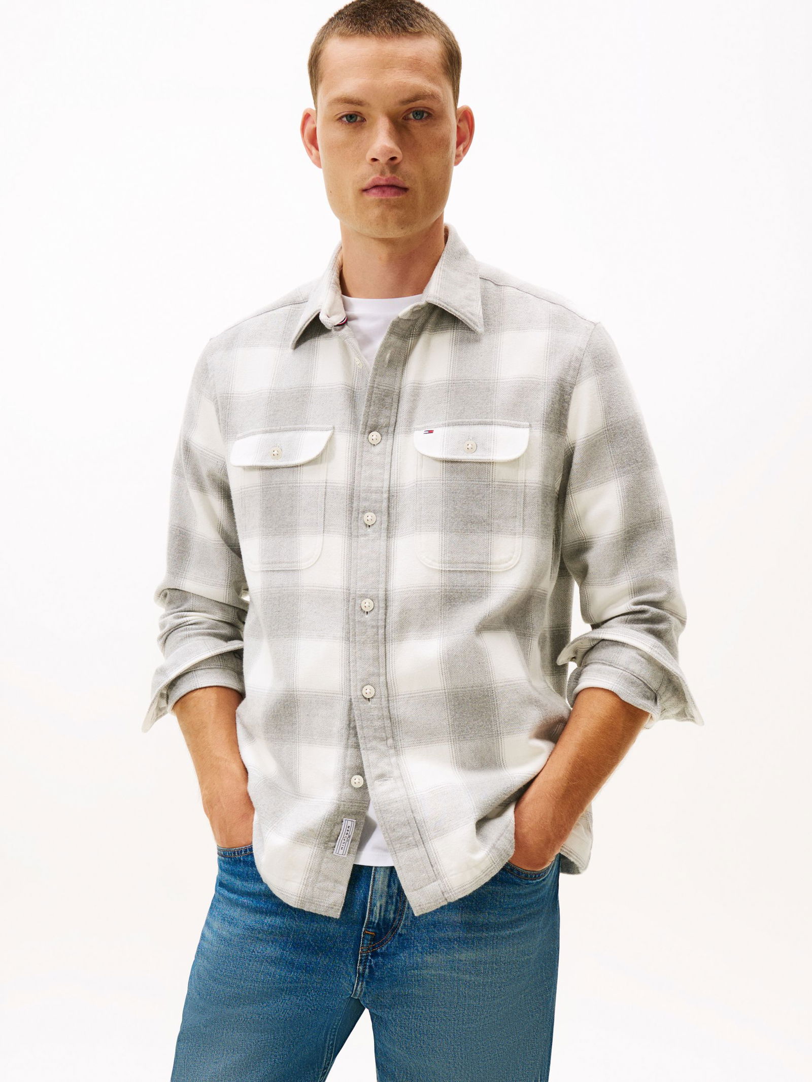 Tommy Hilfiger | Tommy Hilfiger Hemd Regular Fit | L | ivory / city grey / multi