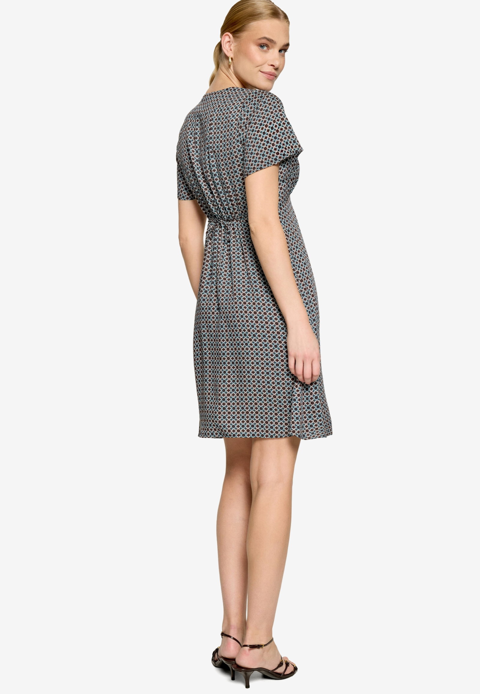 Kleid Kurz 1/2 Arm, Brown/Cream #3