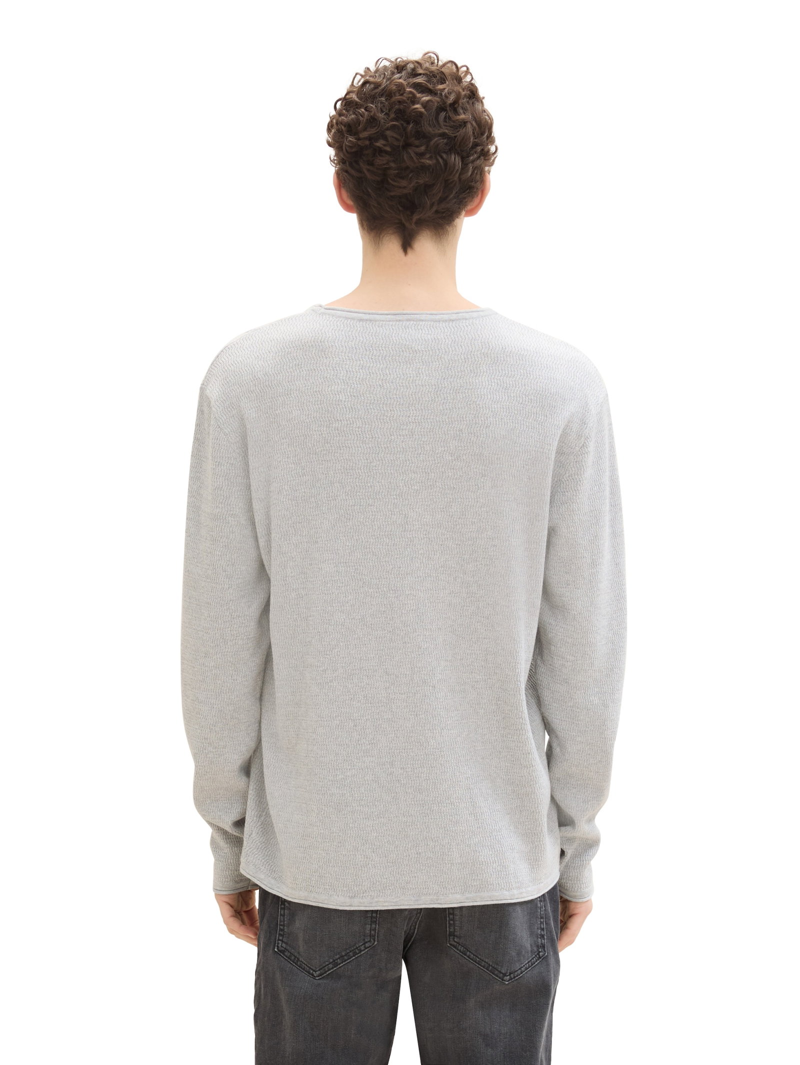 structured roll edge knit, Light Stone Grey Melange #10