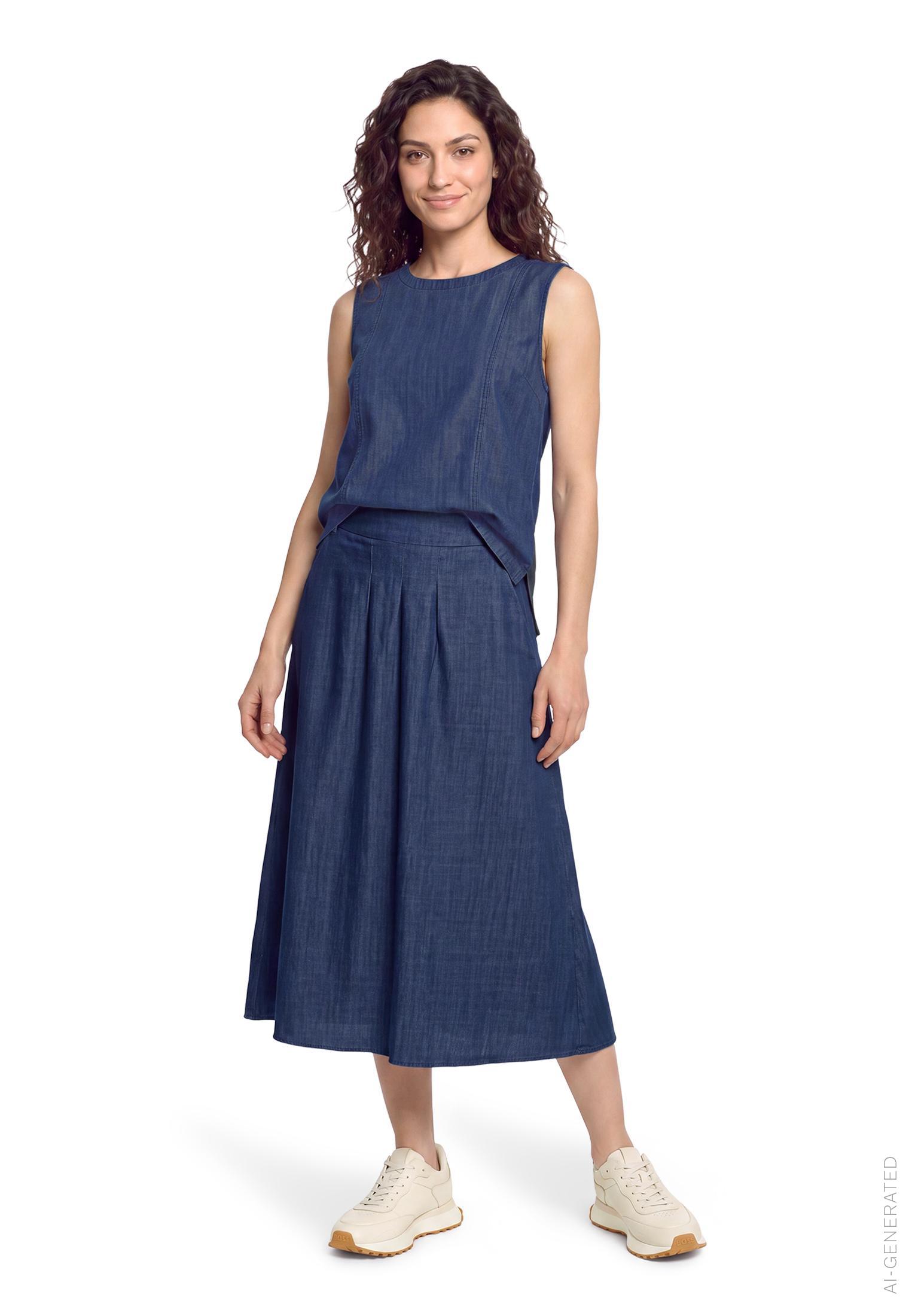 Bluse Kurz ohne Arm, Dark Blue Denim #5