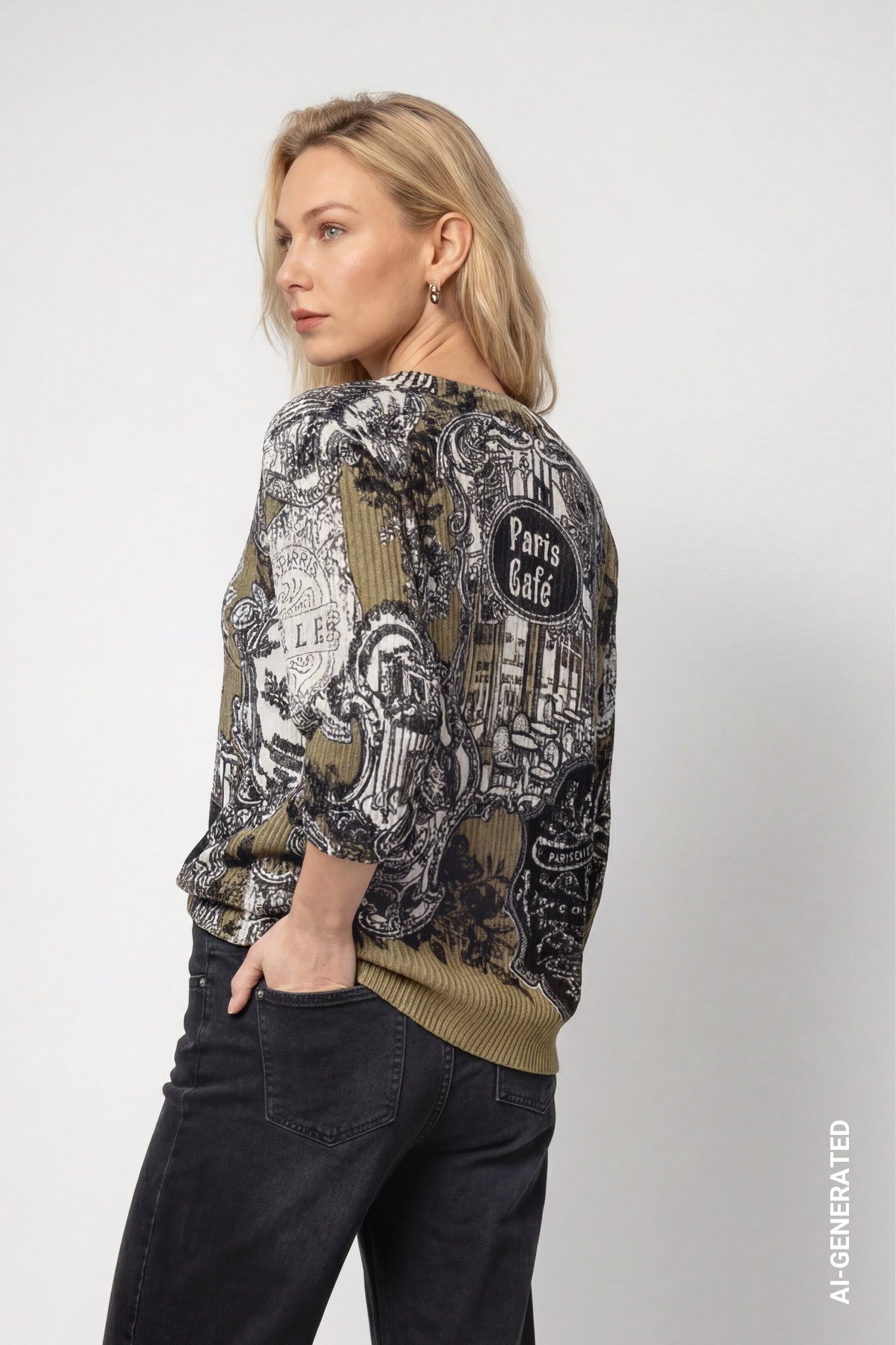 Pullover, schwarz gemustert #4