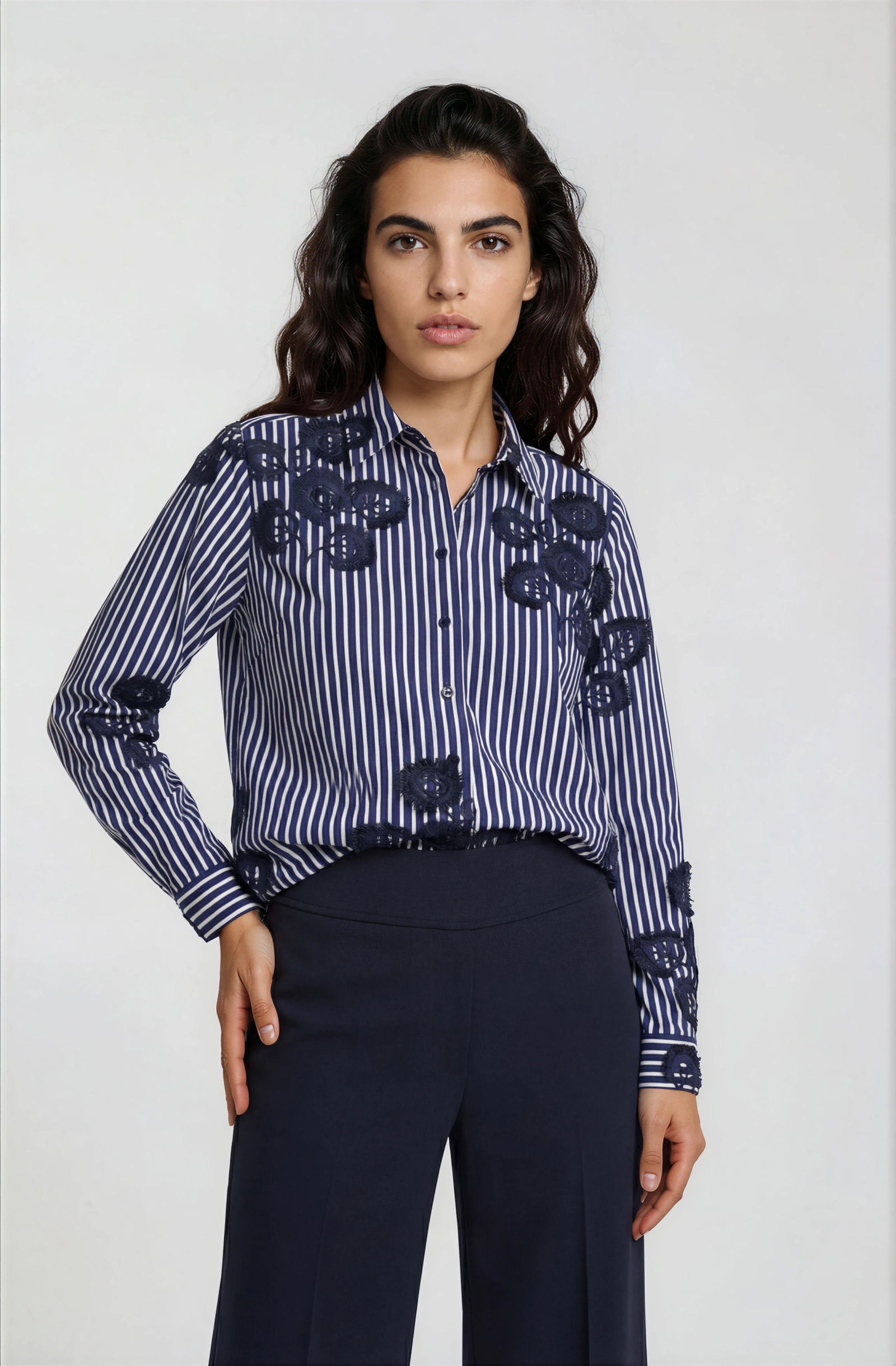 SHIRT BLOUSE 1/1 SLEEVE, NAVY PRINT #3
