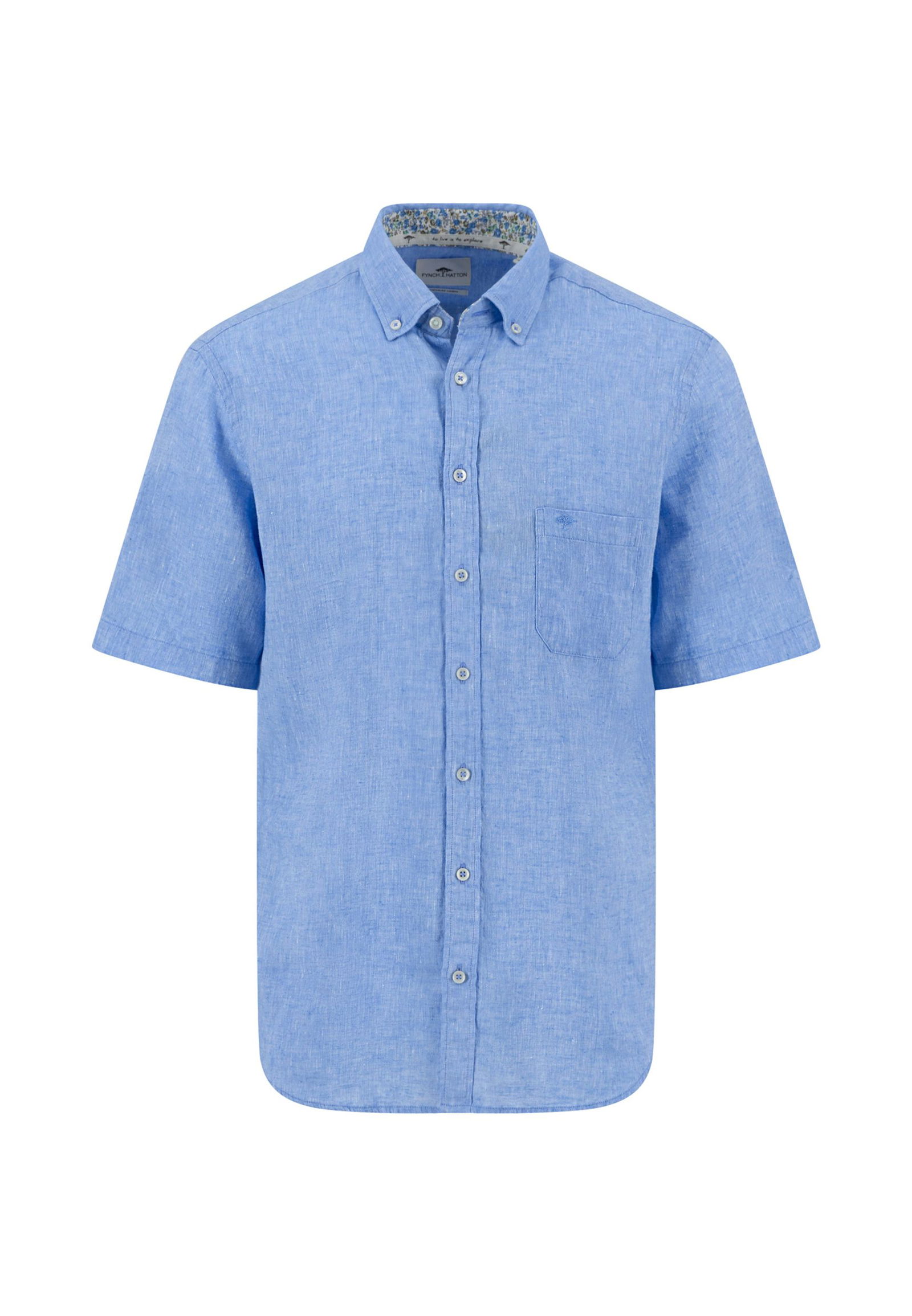 Fynch Hatton |  Fynch Hatton Hemd Regular Fit  | M | crystal blue