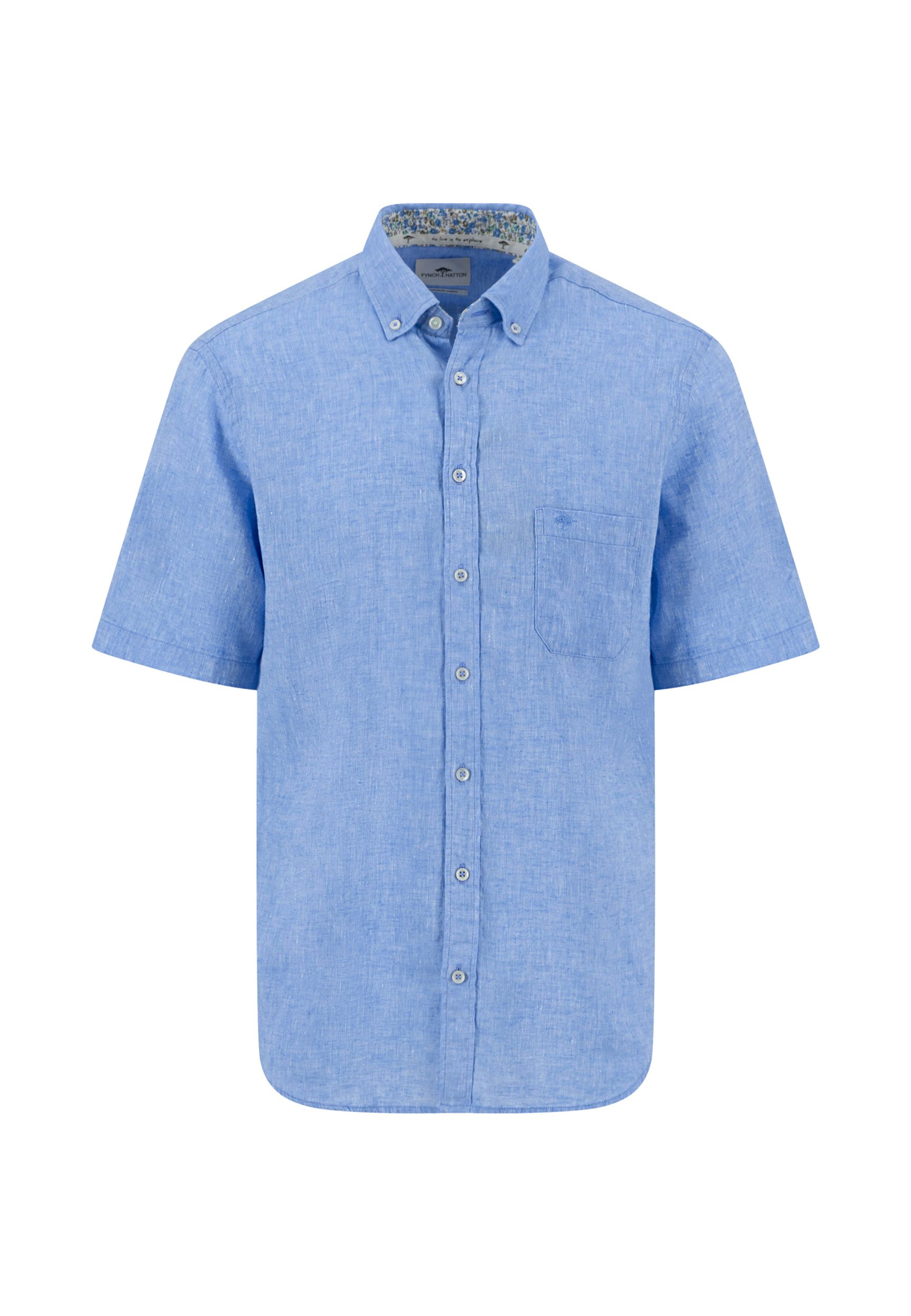 Fynch Hatton |  Fynch Hatton Hemd Regular Fit  | M | crystal blue
