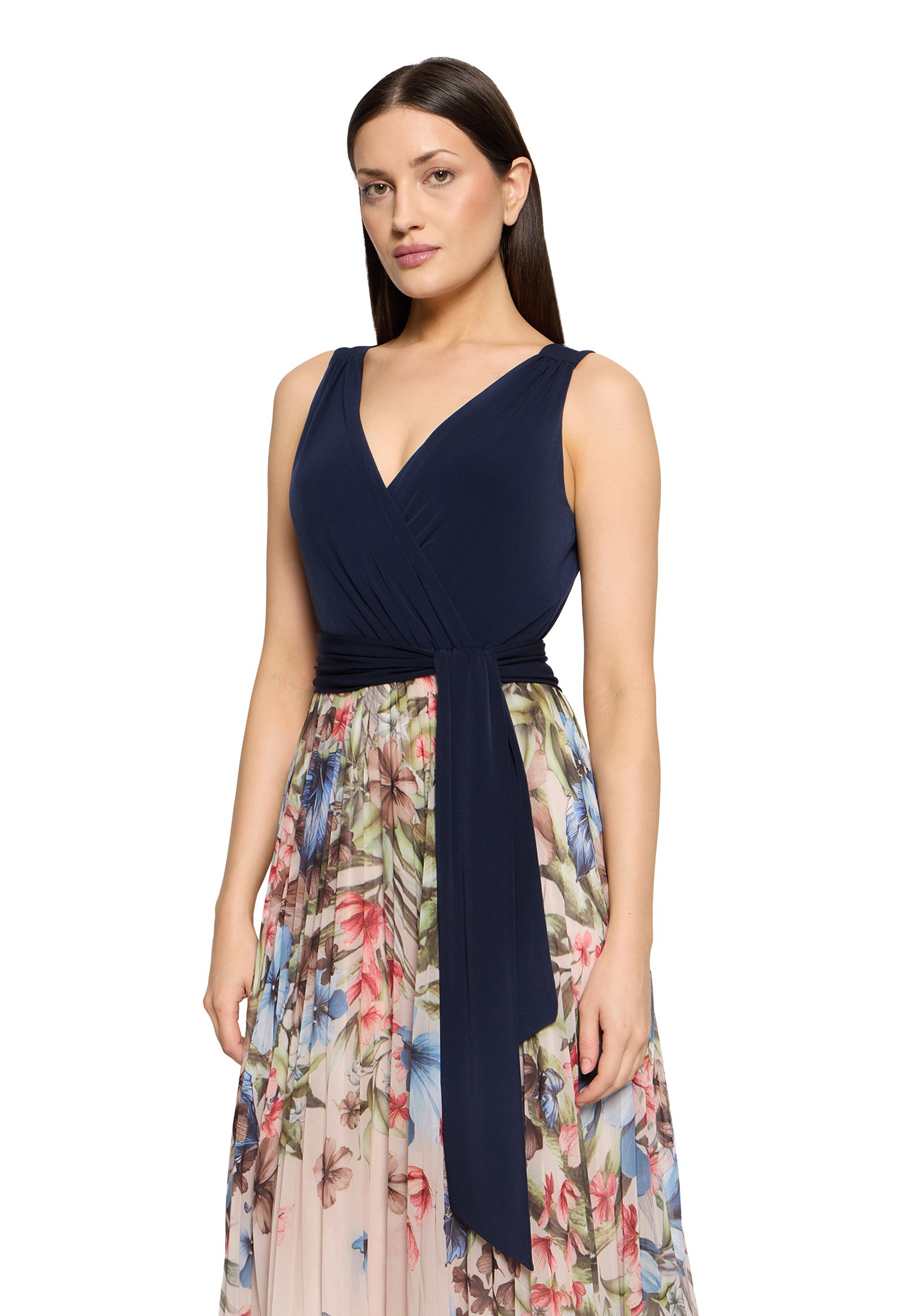 Kleid Lang ohne Arm, Patch Dark Blue/Cream #6