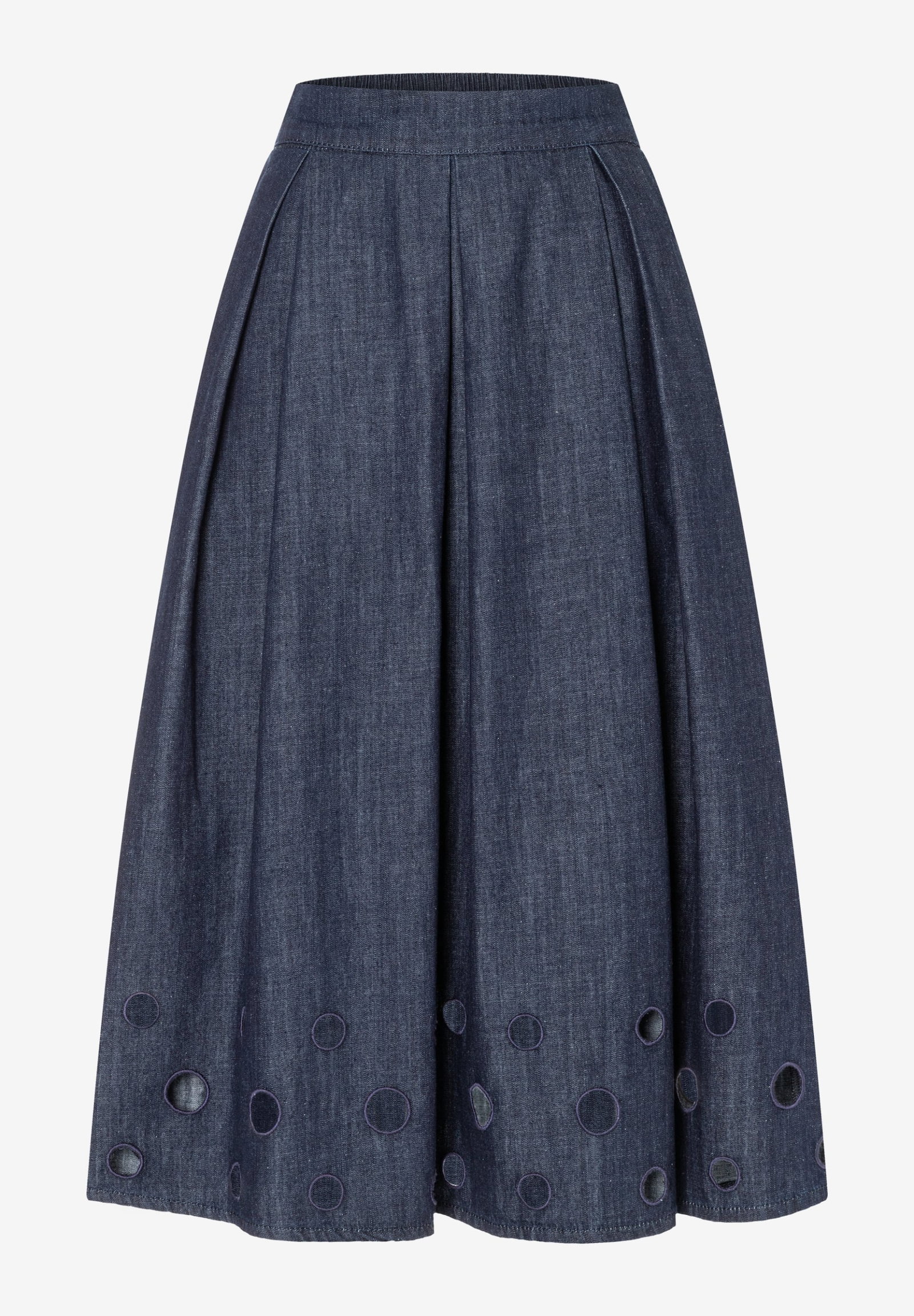 Embroidered Denim Skirt, dark blue denim #1
