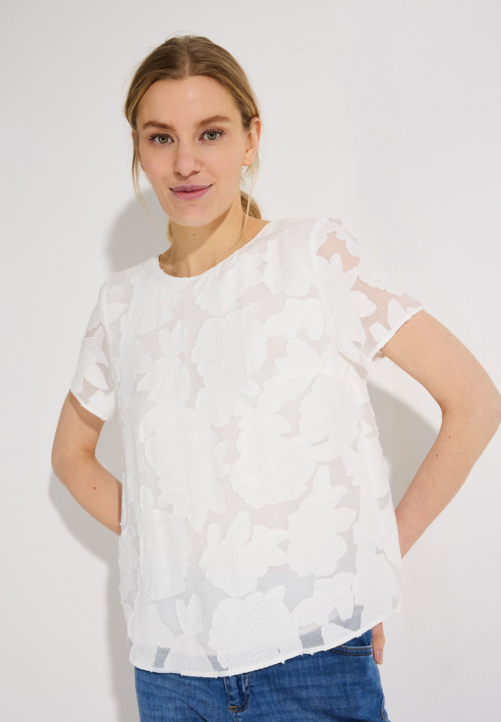 |  Jacquard Blouse, off white | 36 | ecru