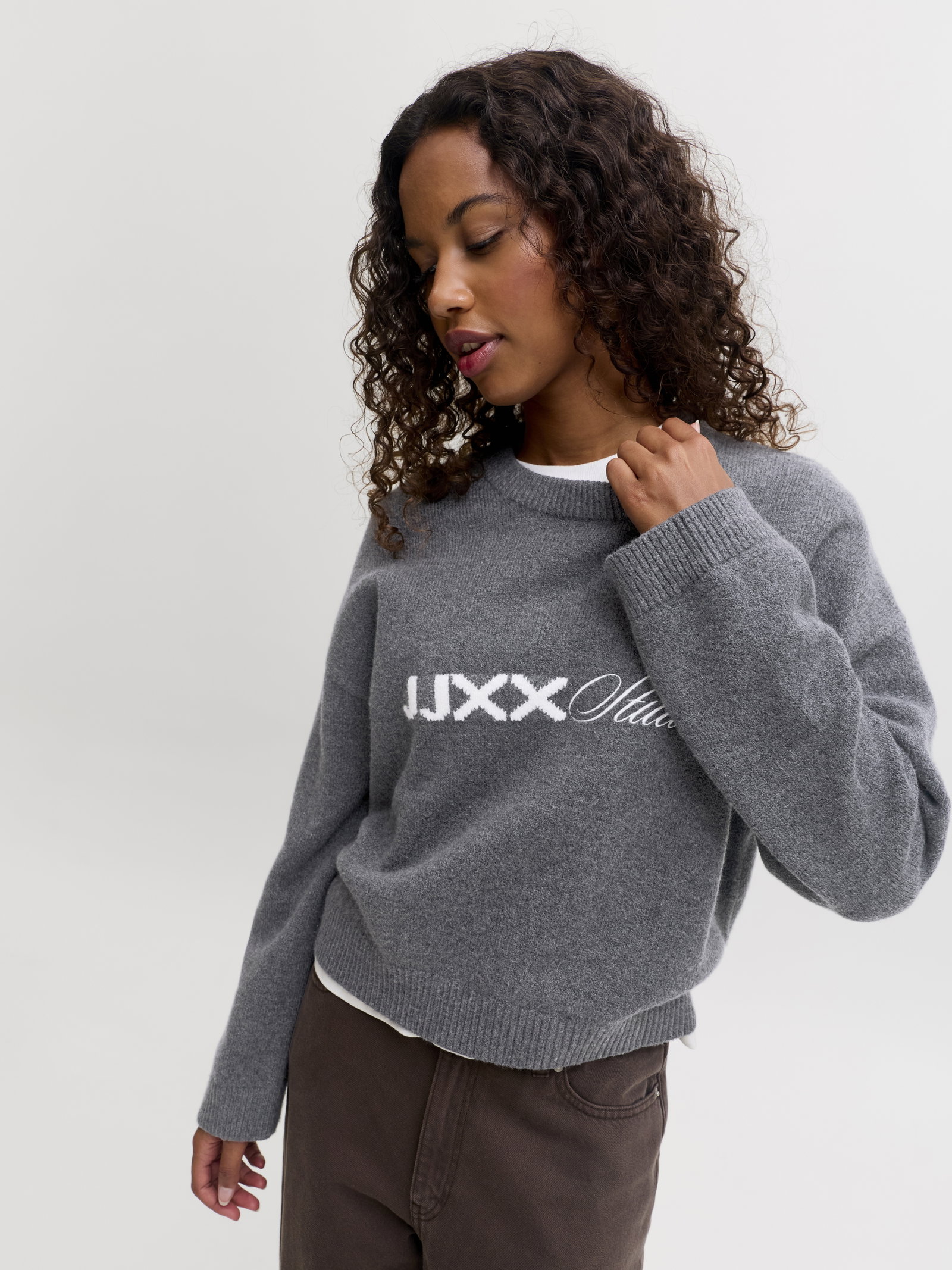 JXNORREBRO CREW NECK KNIT, Dark Grey Melange #8