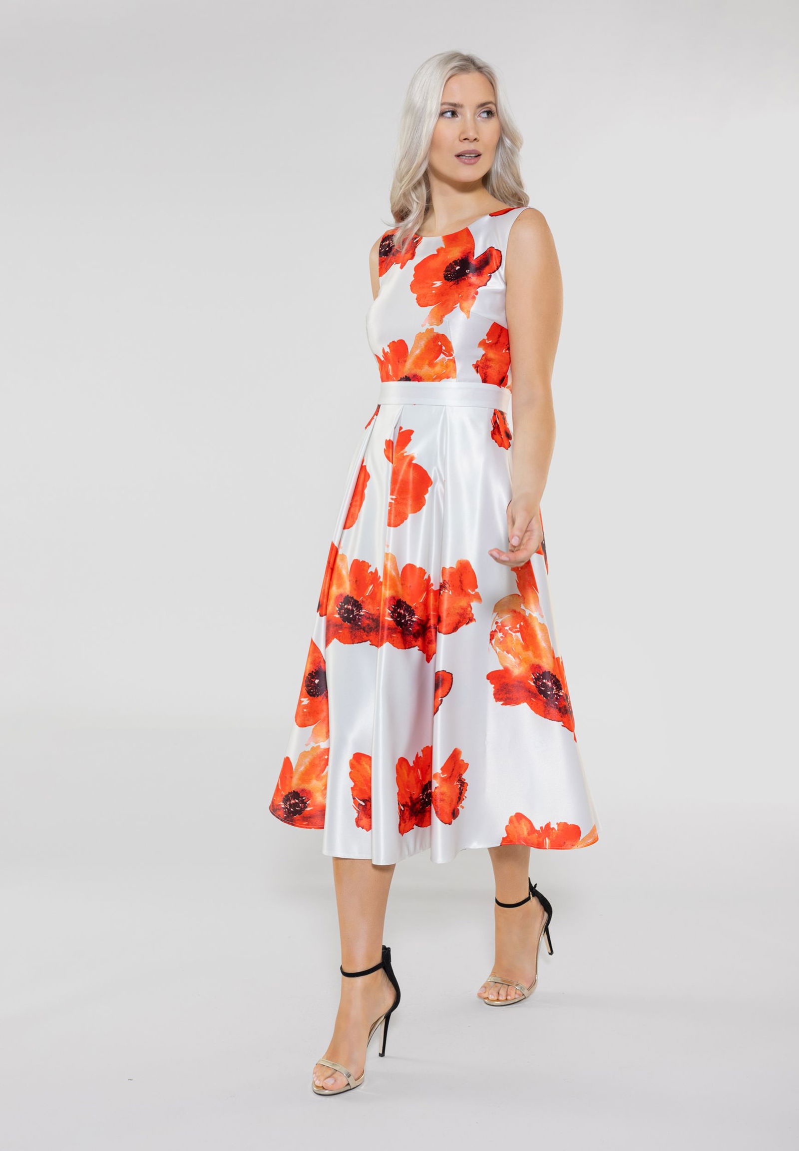 Cocktailkleid aus bedrucktem Duchesse