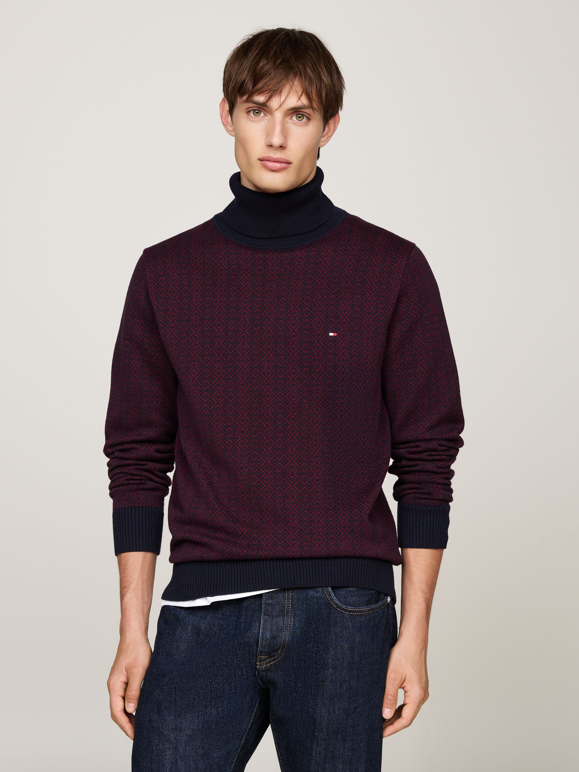 Tommy Hilfiger |  Tommy Hilfiger Rollkragenpullover  | L | rouge/desert sky mouline