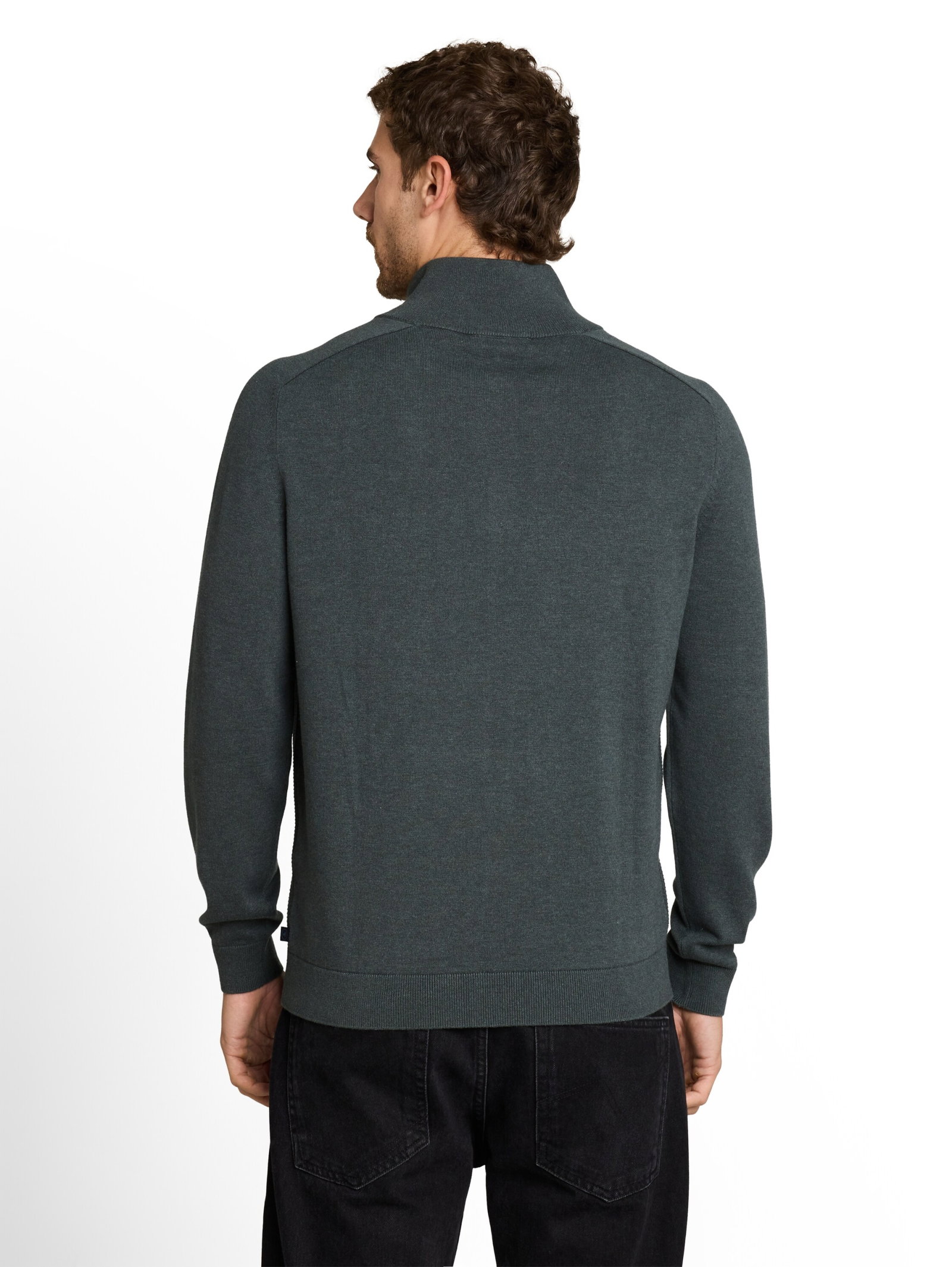 basic knit troyer, darkest olive melange #4