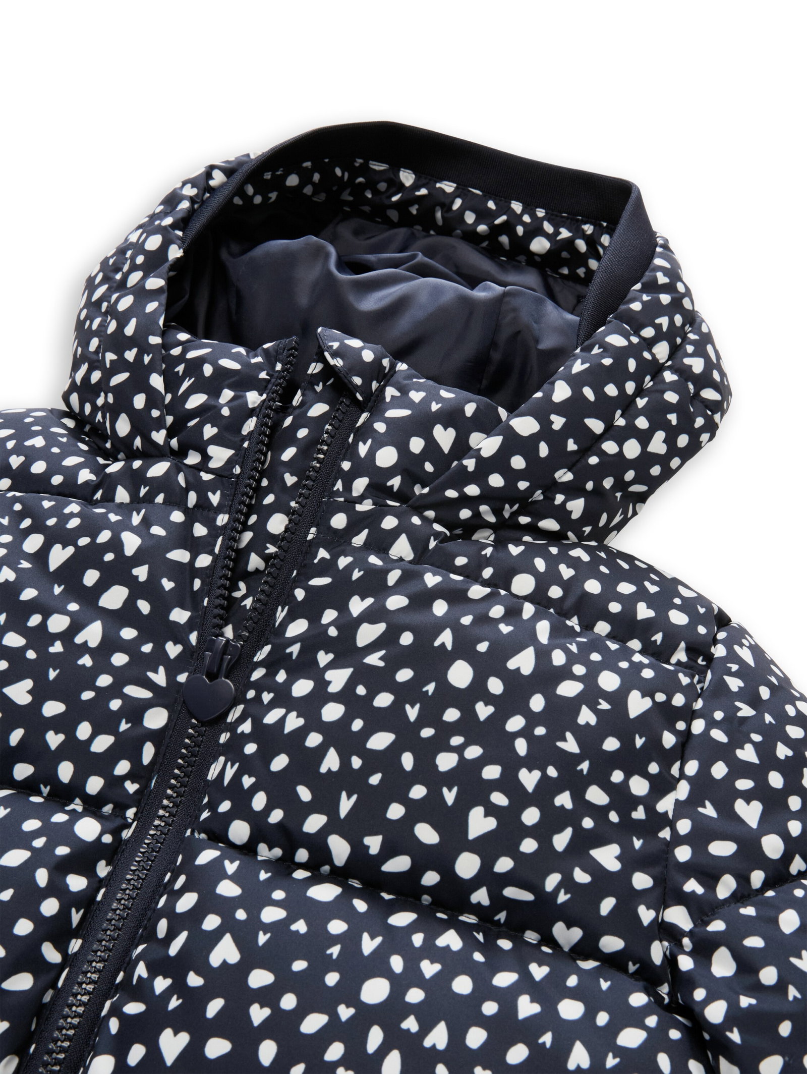 All over printed puffer jacket, dark base dots design #3