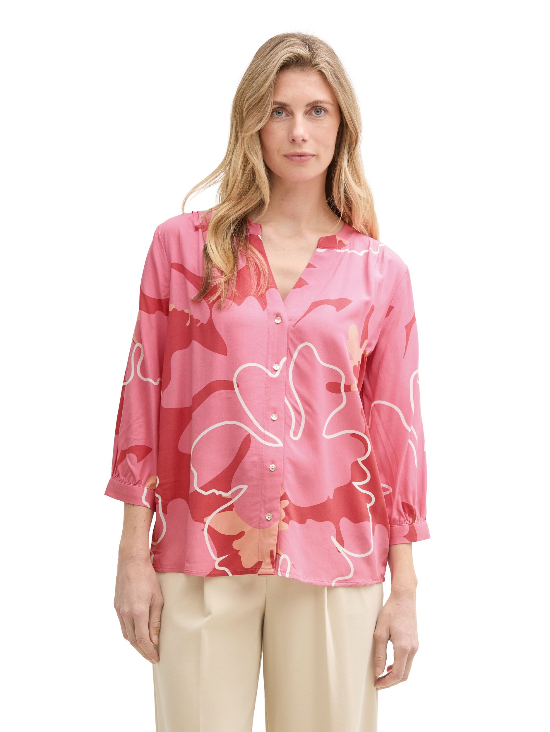 Tom Tailor |  Tom Tailor Druckbluse  | 36 | pink big floral shapes design