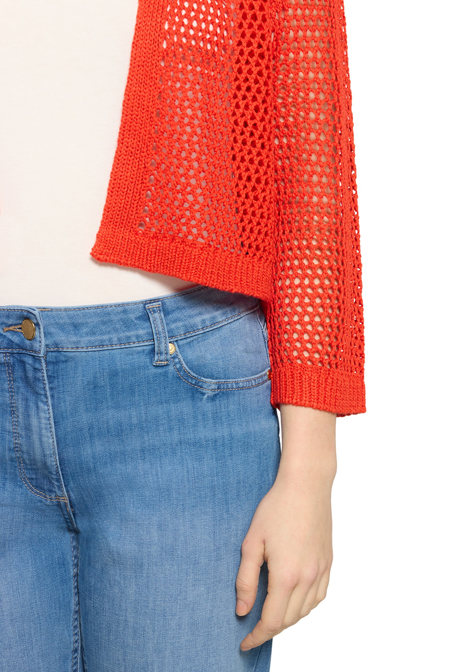 Strickjacke Kurz 3/4 Arm, Hibiscus Red #7
