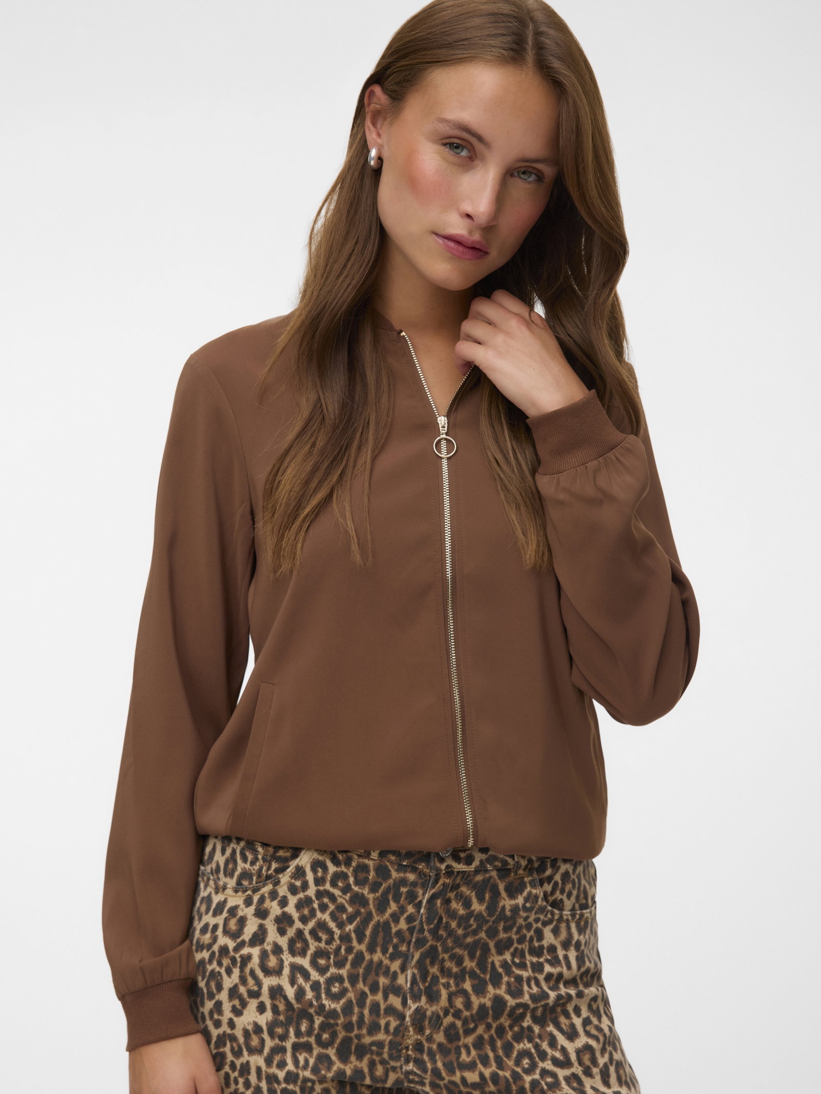VMCOCO L/S BOMBER NOOS, Cocoa Brown/GOLD ZIPPER #4