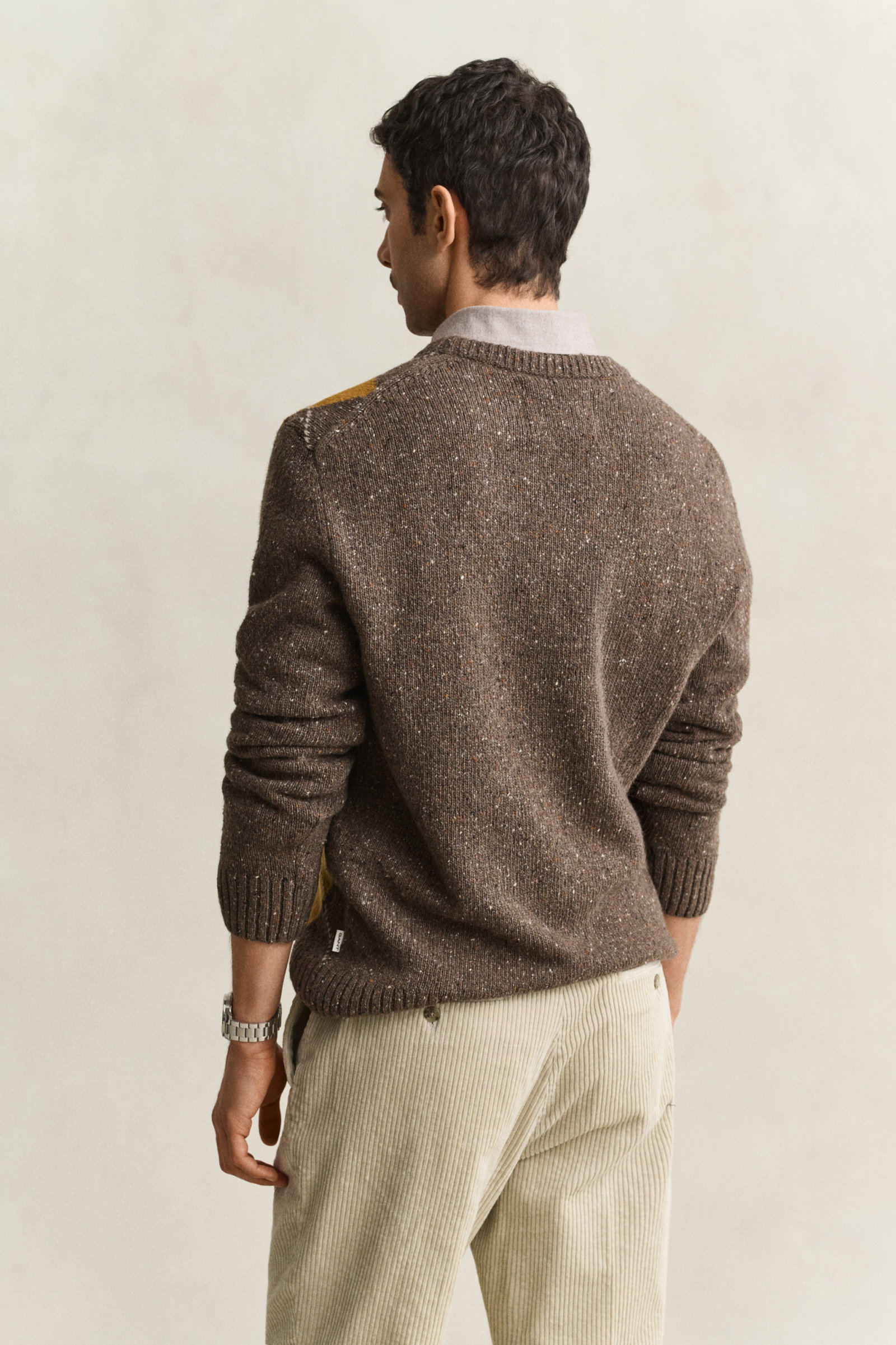 ARGYLE NEPS C-NECK, BROWN MELANGE #3