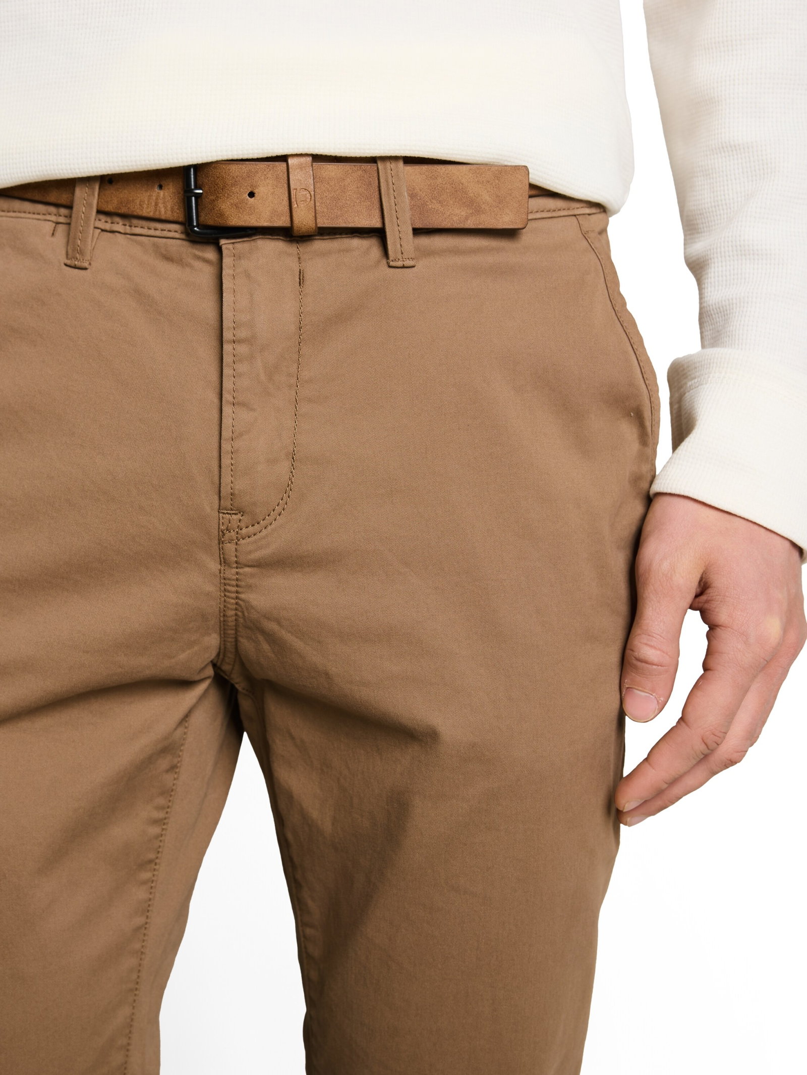 Slim Chino with belt, Honey Camel beige #7