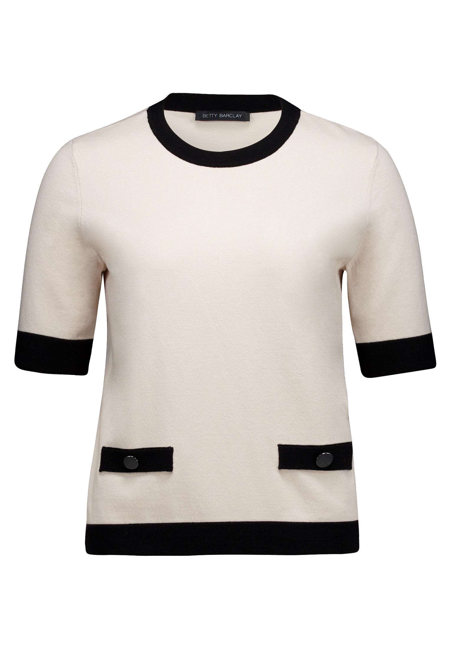 Strickpullover Kurz 1/2 Arm, Patch Beige/Black #1