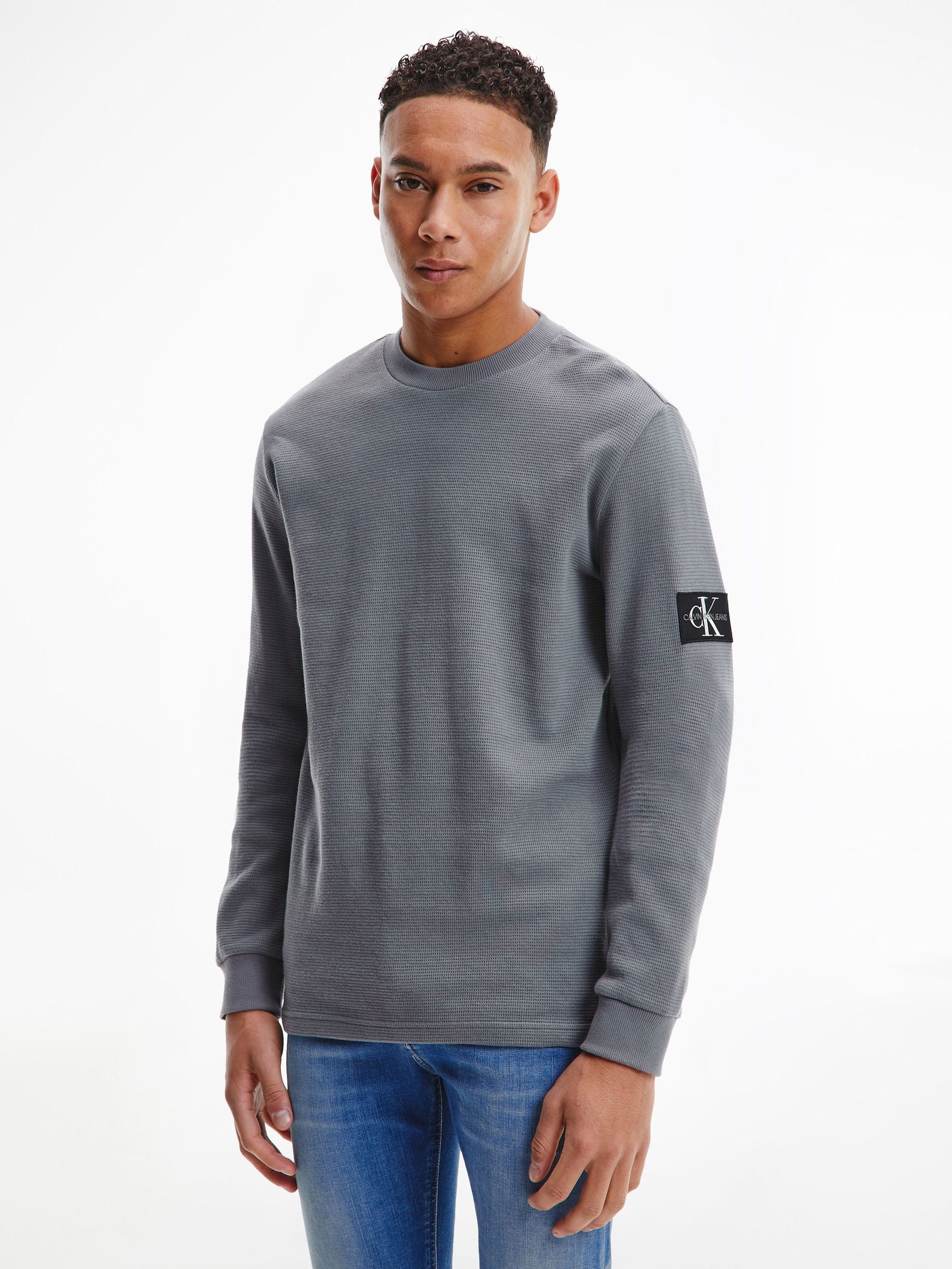 MONOGRAM BADGE WAFFLE LS TEE