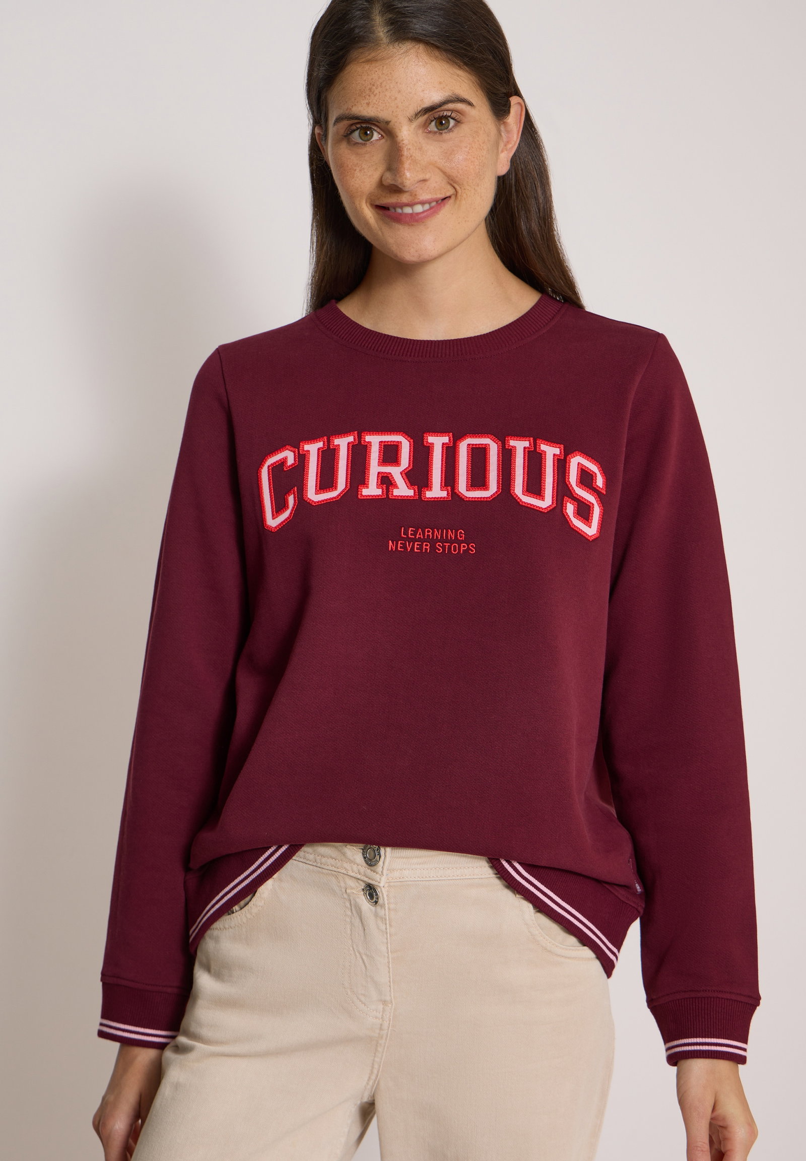 TOS Sweatshirt with Embroidery, red wine #6