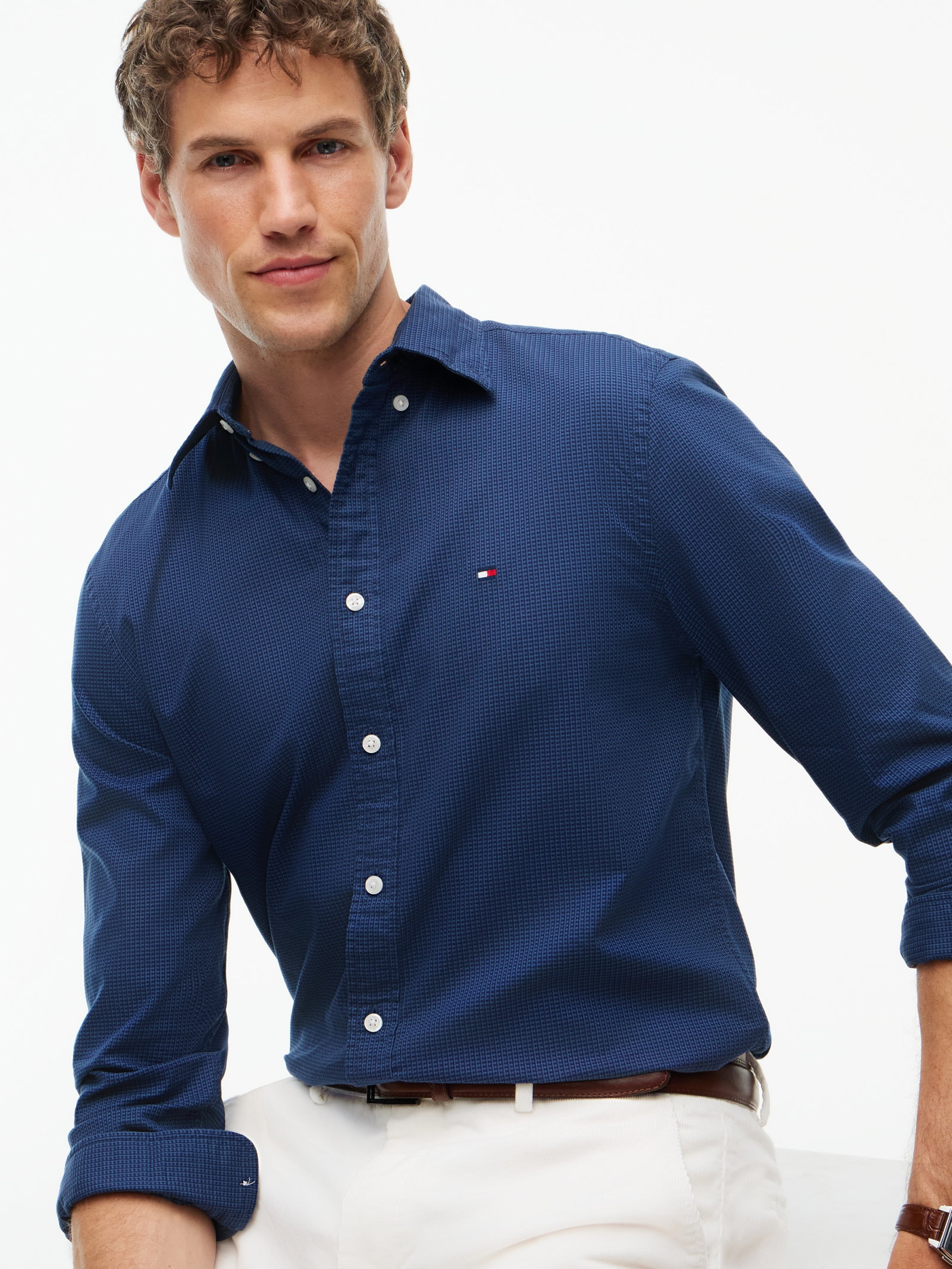 DOBBY STRUCTURE RF SHIRT, BLUE #3