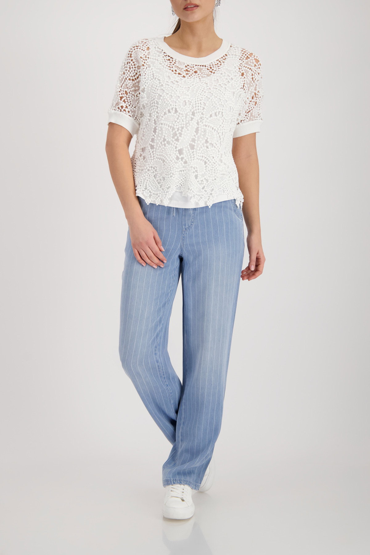 Monari Pullover mit Spitzenmuster #6