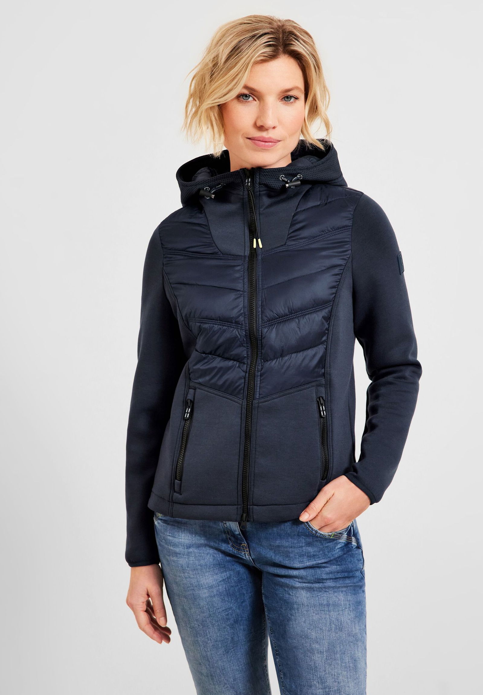 CECIL |  Scubajacke im Materialmix | S | navy blue