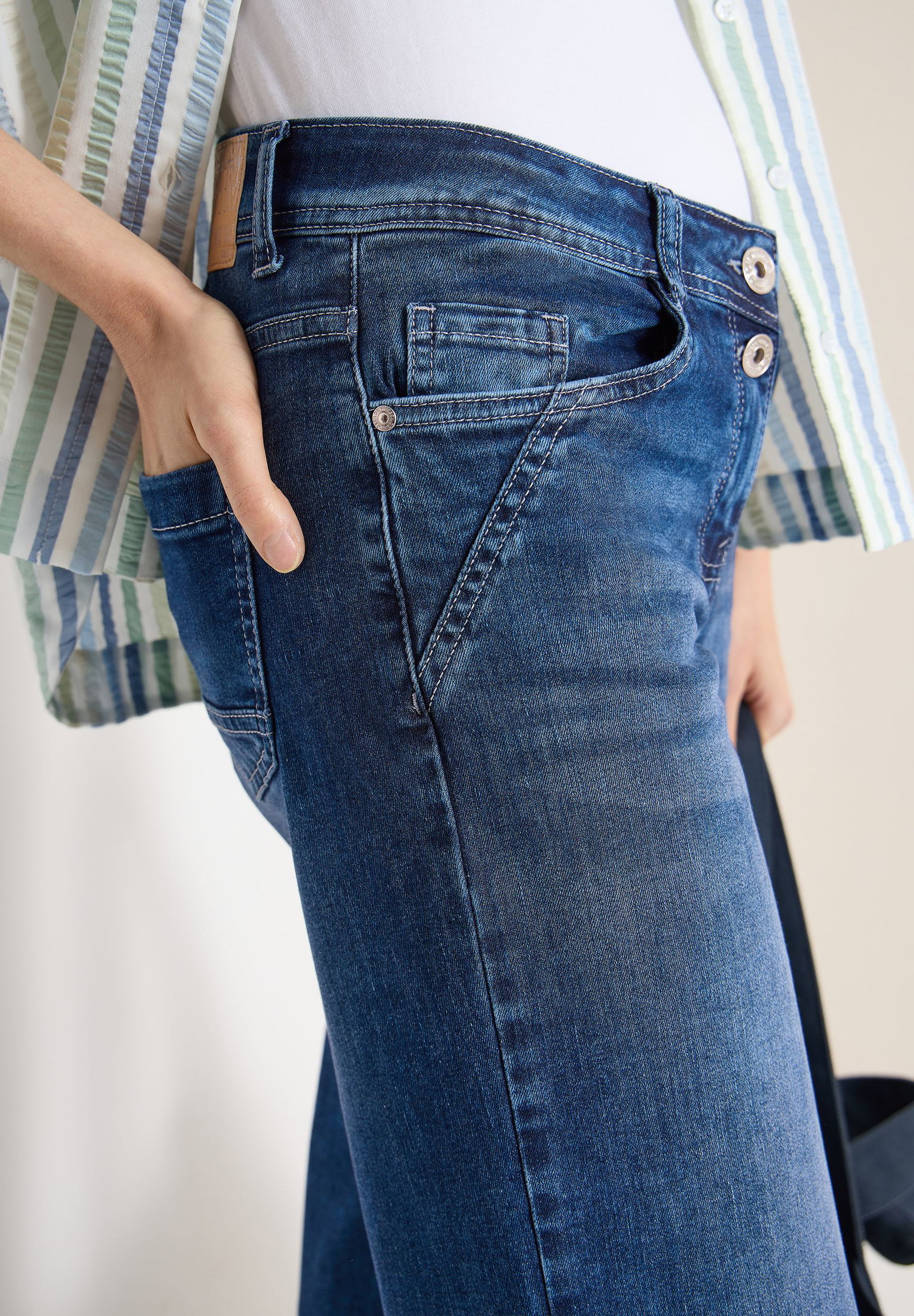 CECIL |  CECIL Schlaghose  | 34/26 | mid blue used wash