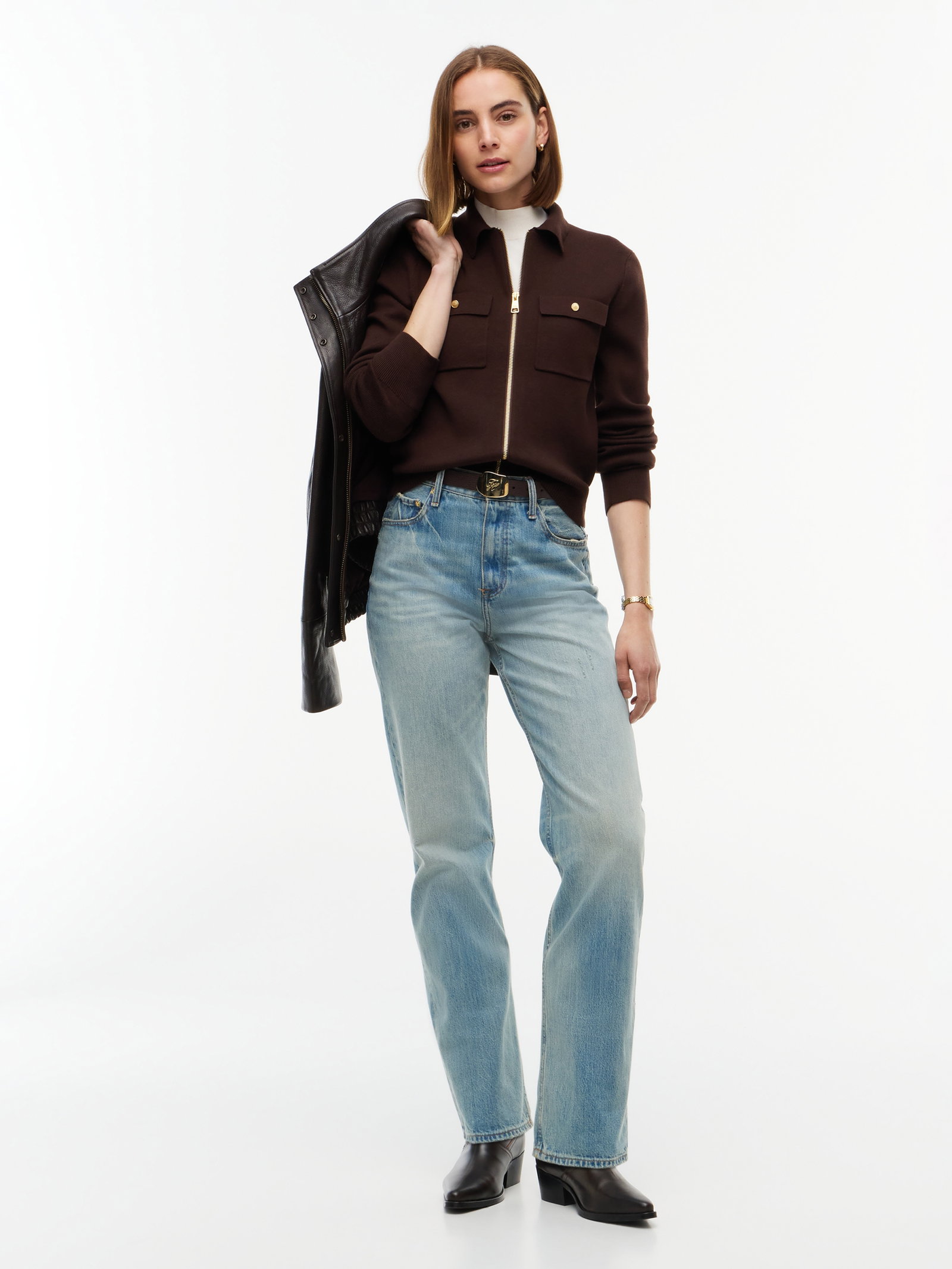 COTTON FULL NEEDLE REG JACKET, BROWN #5