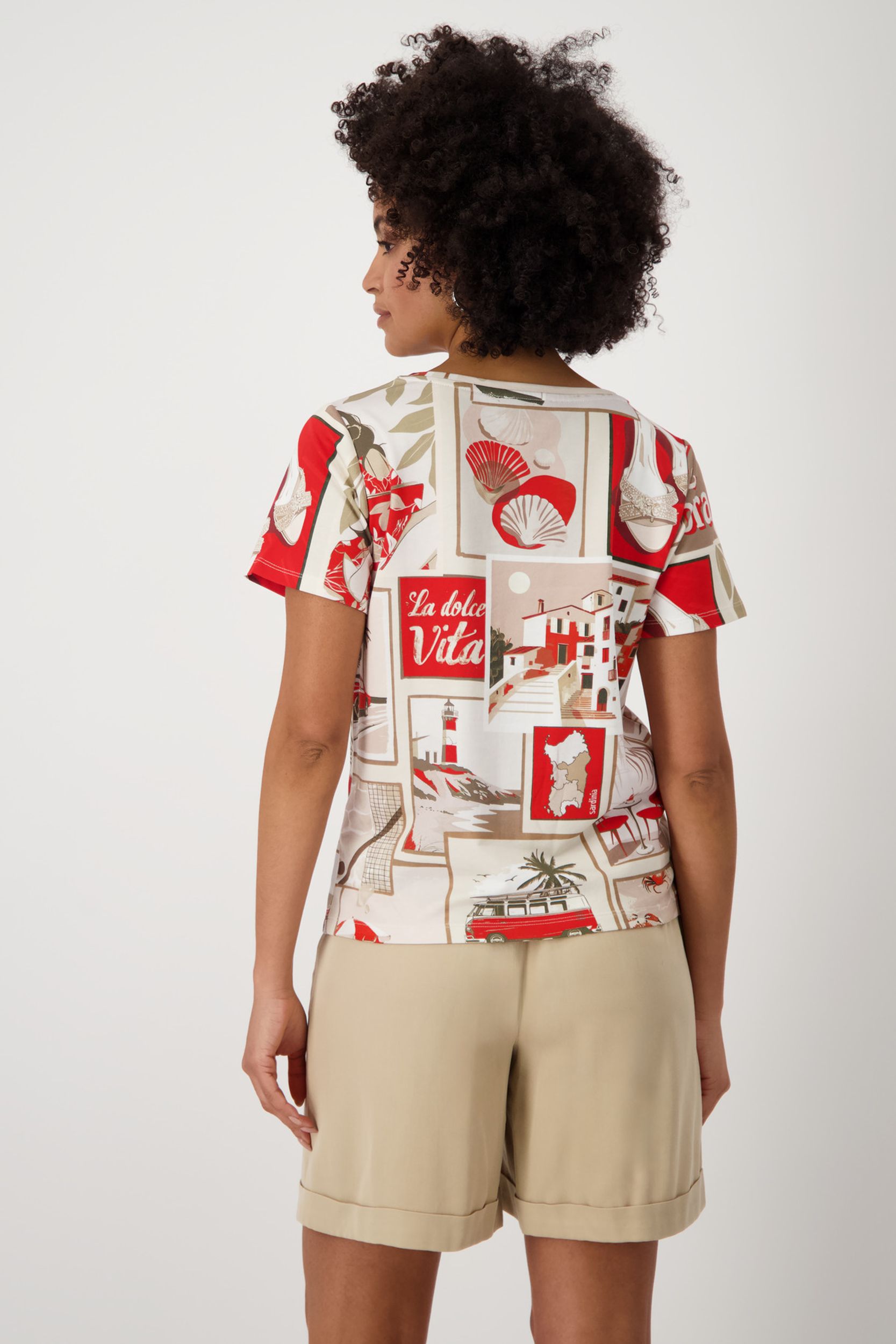 Monari |  T-Shirt, red gemustert | 42 | red gemustert