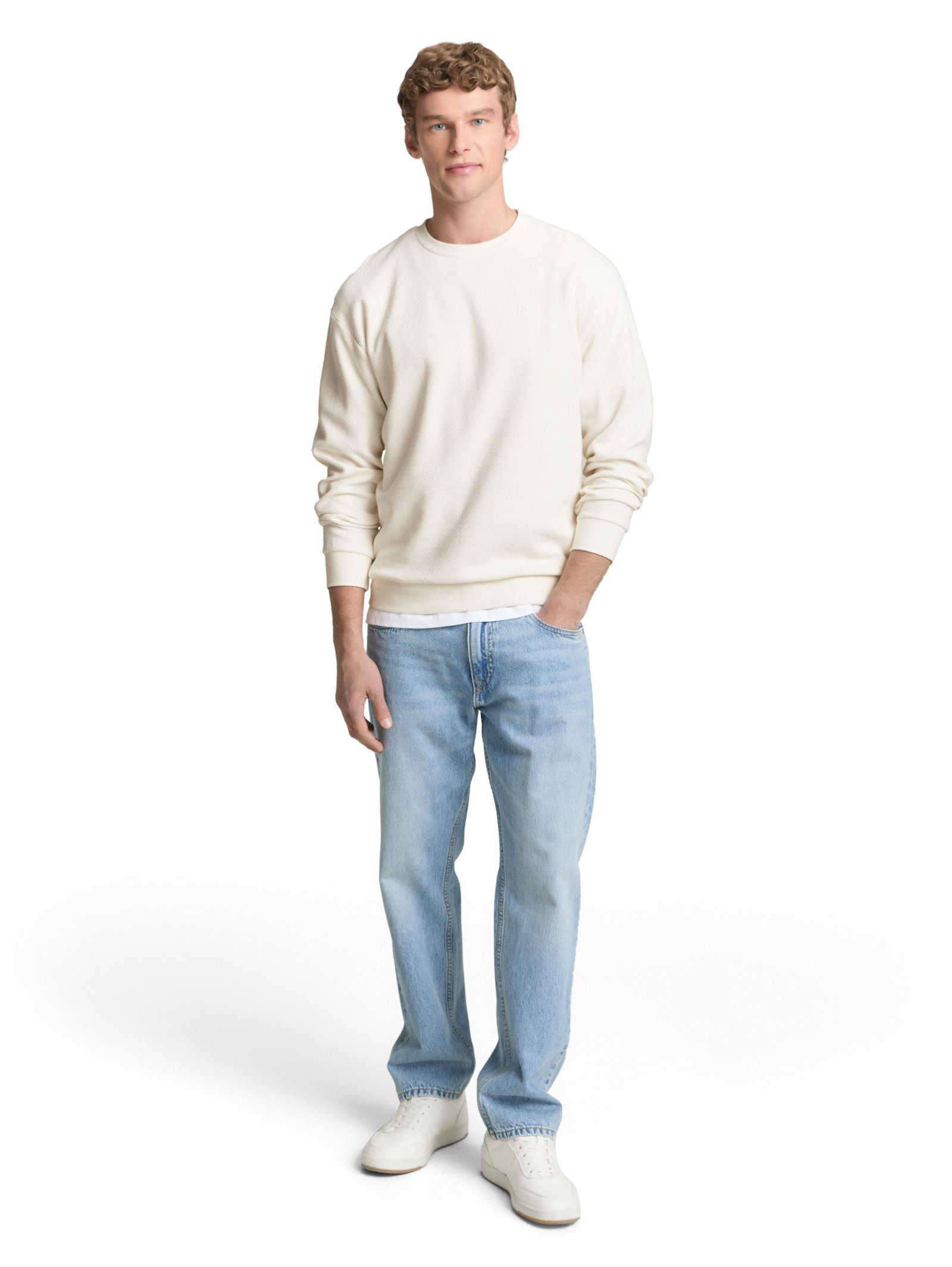 structured crew neck, Wool White #3