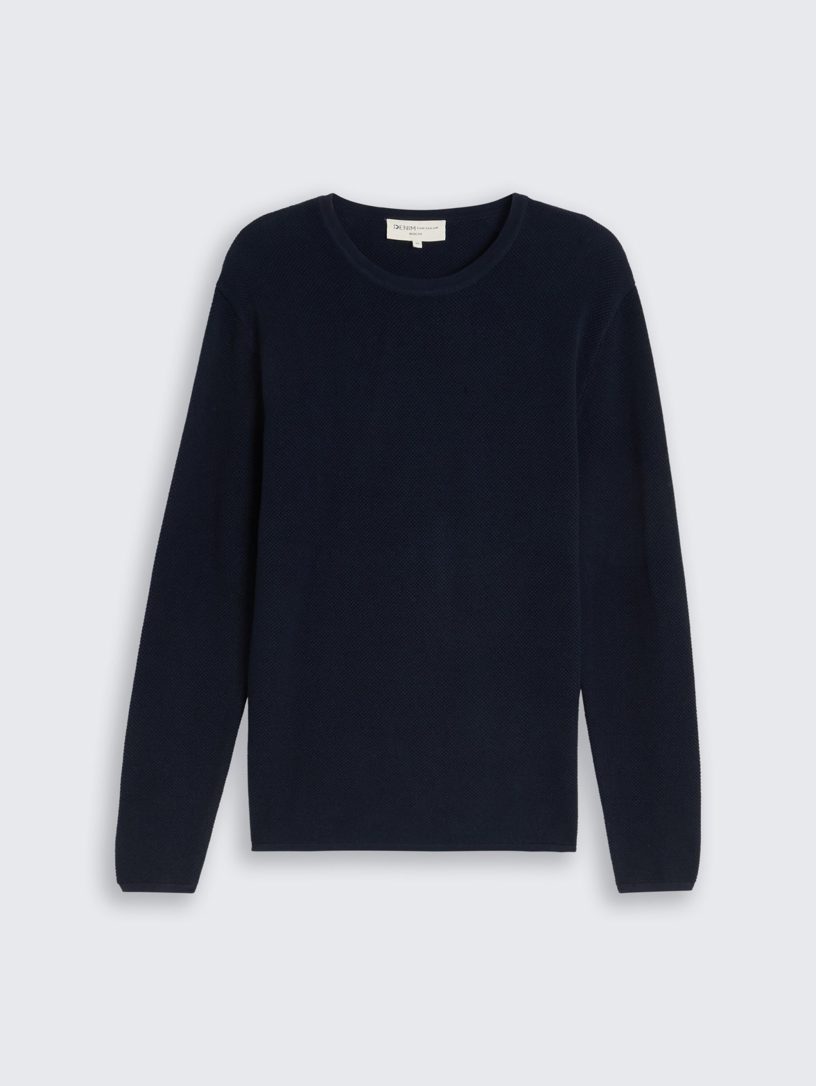 basic structred crew neck knit, sky captain blue #7