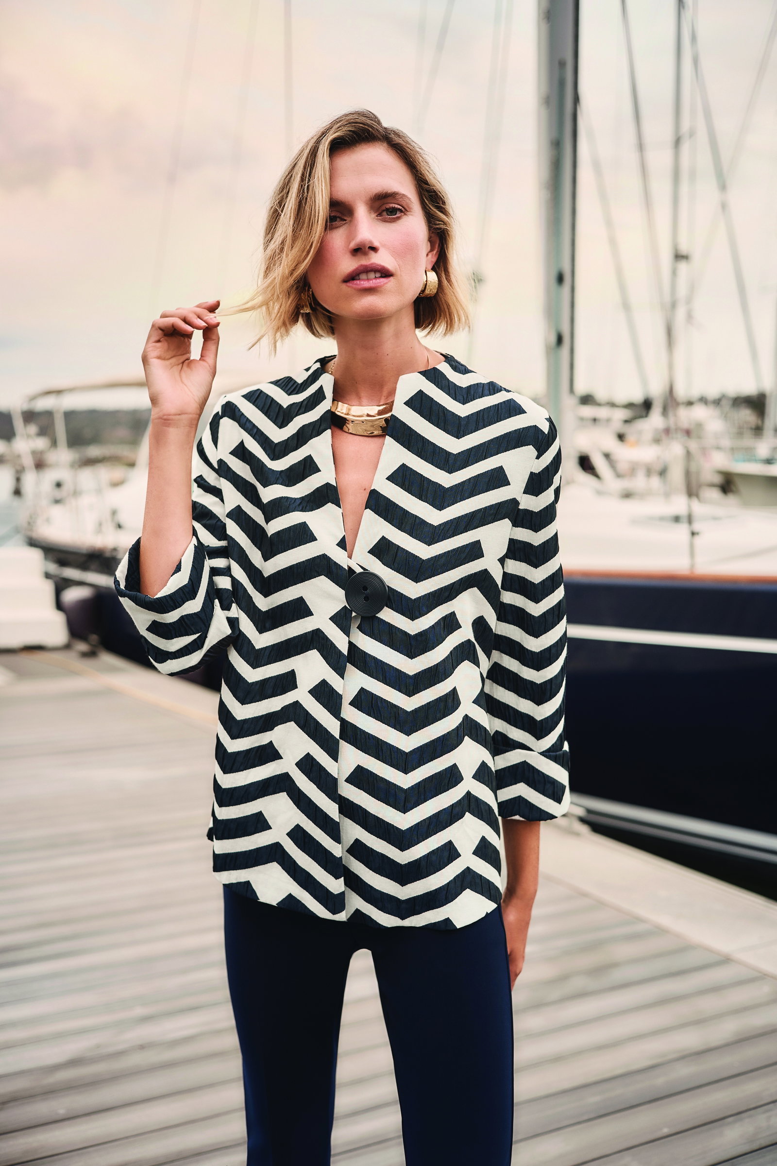 Joseph Ribkoff Trapez-Jacke aus Jacquard mit geometrischem Print #6