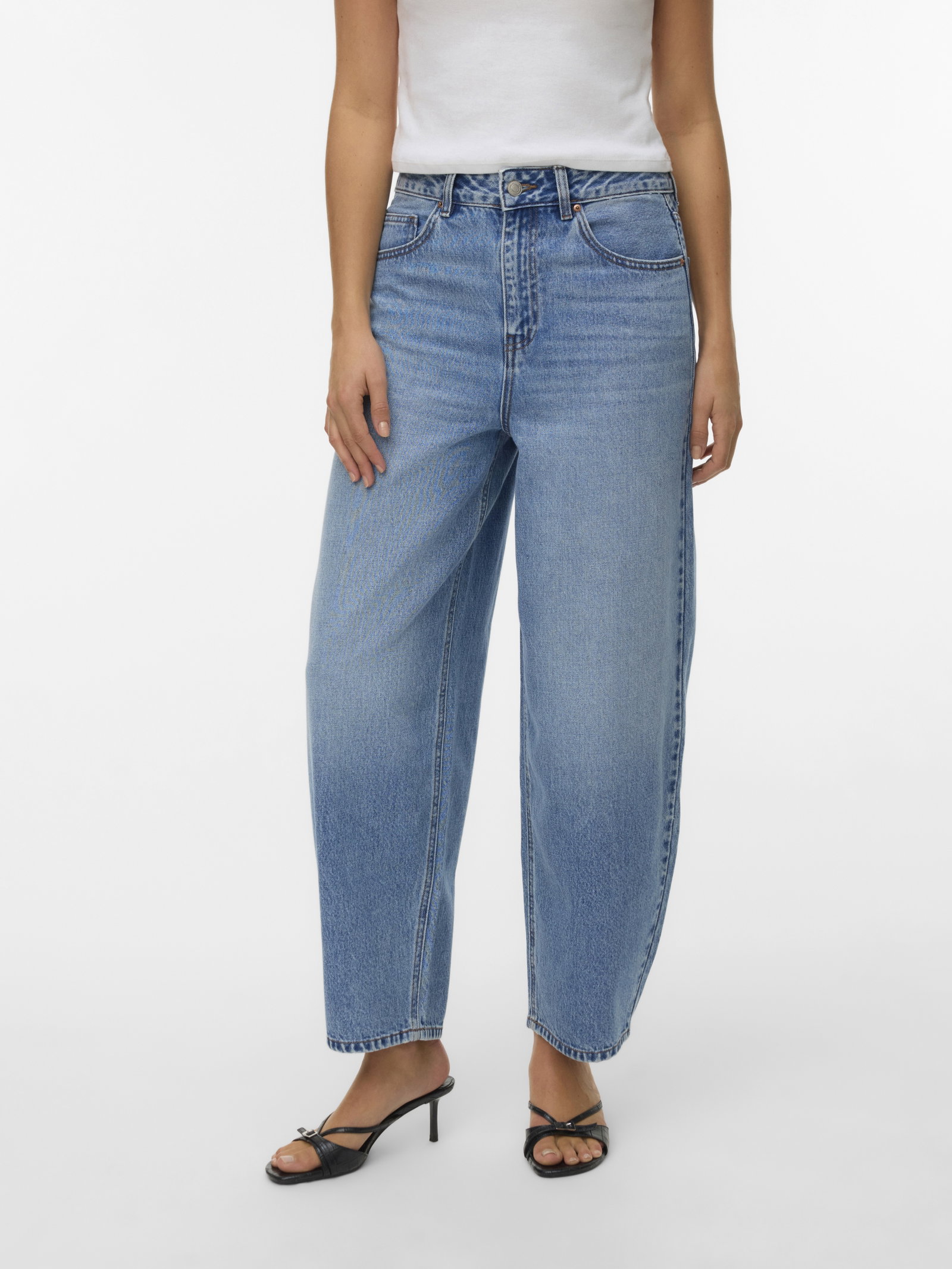 VMBILLIE HR BARREL ANK JEANS LI3154, Medium Blue Denim #6