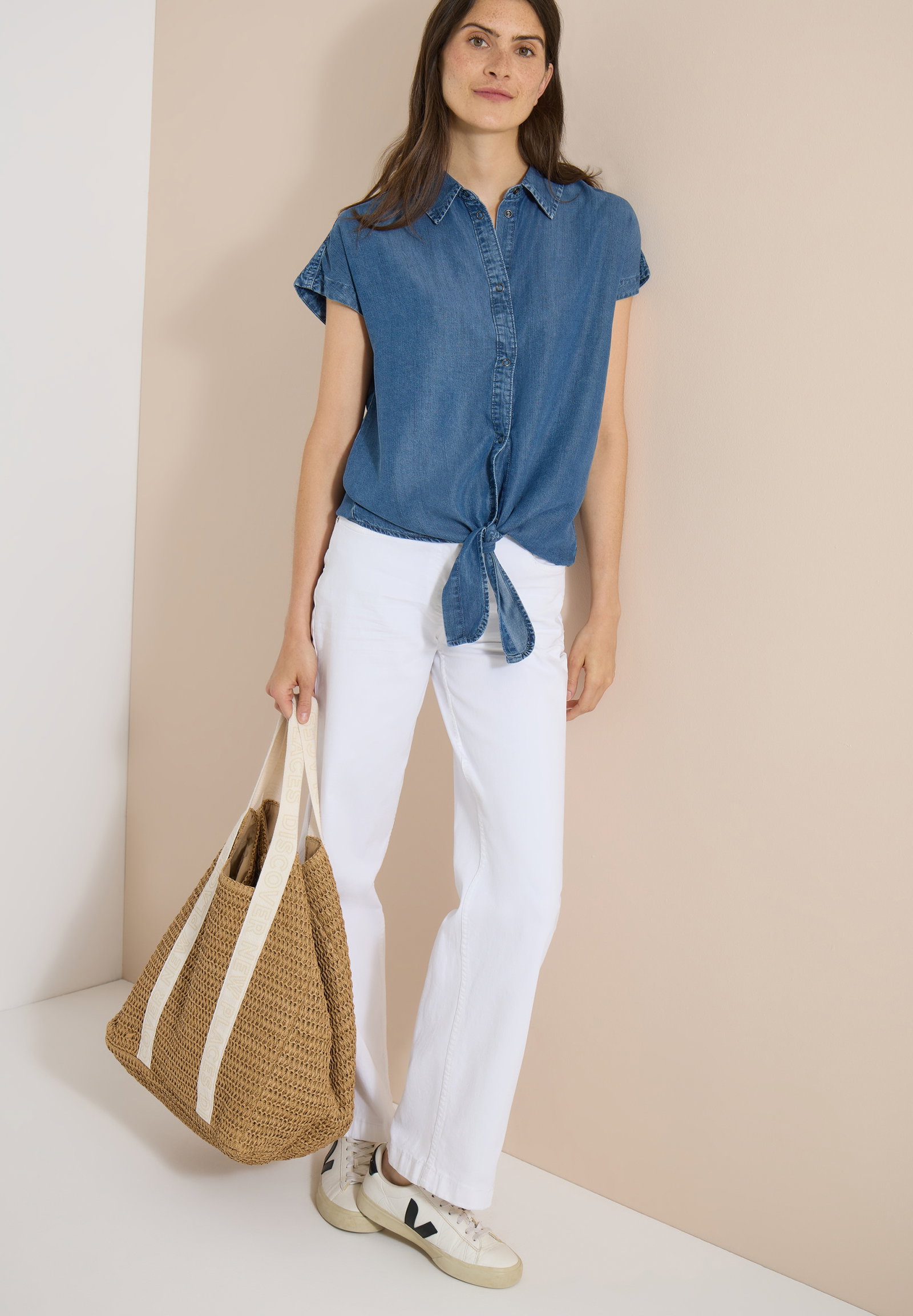 TOS Denim Look Blouse, mid blue wash #5