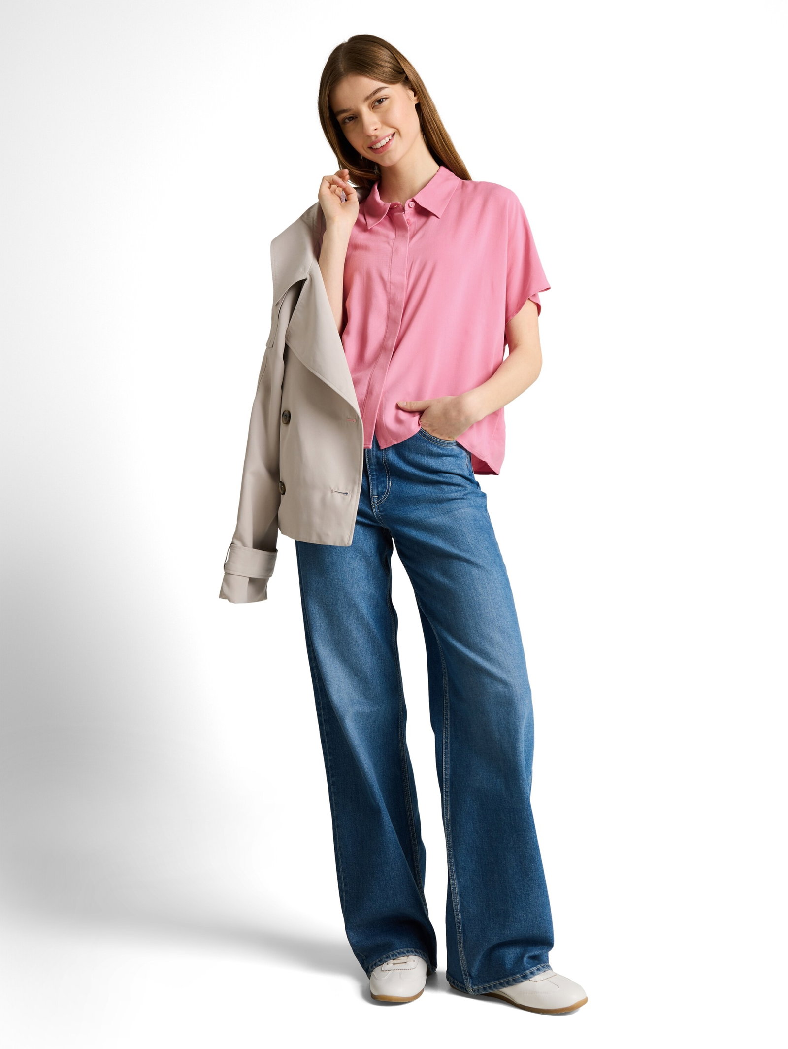 easy shortsleeve viscose blous, Soft Blush Rose #3