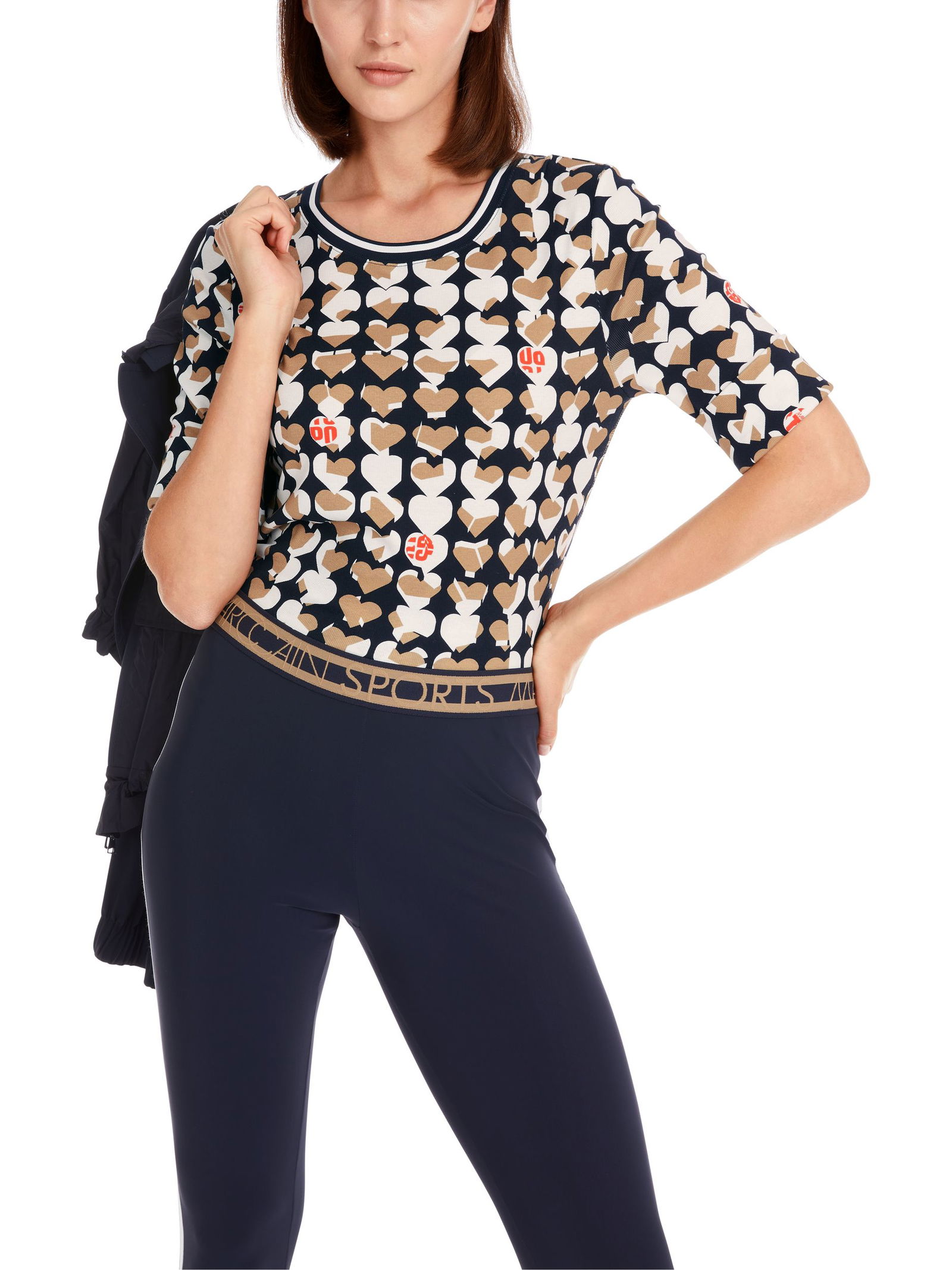 d960bc802597d39d5d92ade9ee33b5a6 Marc Cain Sports |  T-Shirt mit Heartbreaker-Print | 42 | navy