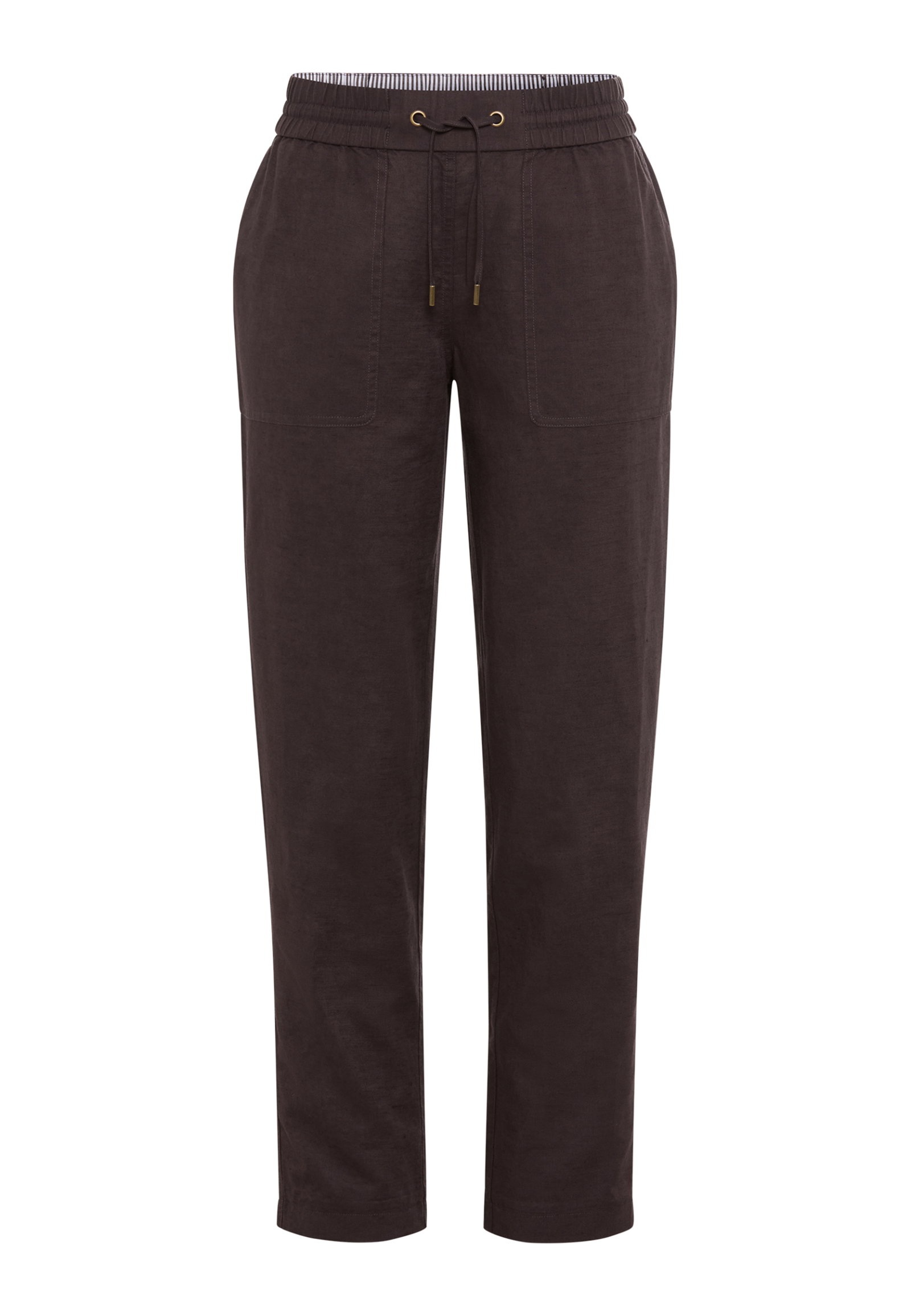 Trousers Casual Cropped, Dark Brown #1