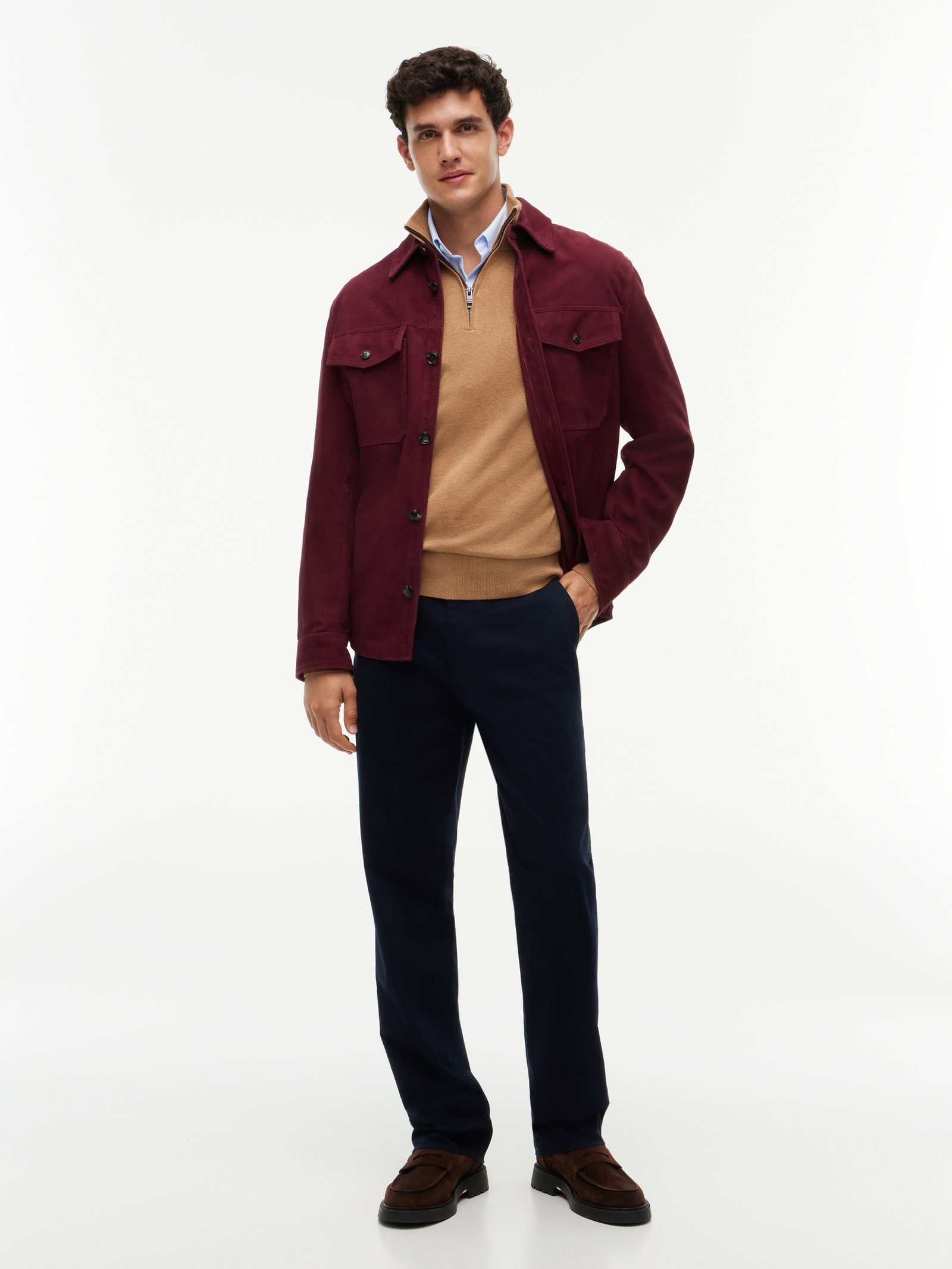 PIMA ORG CTN CASHMERE ZIP MOCK, BEIGE #5