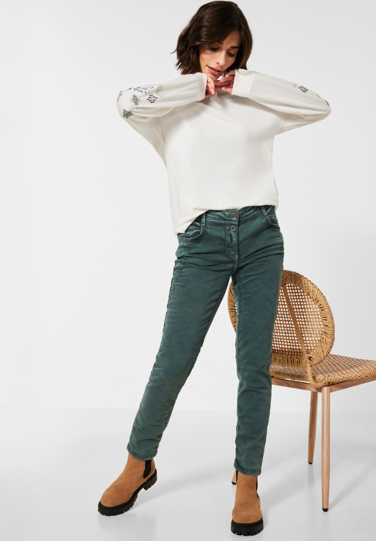 CECIL |  Loose Fit Damenhose | 34/30 | ponderosa pine green