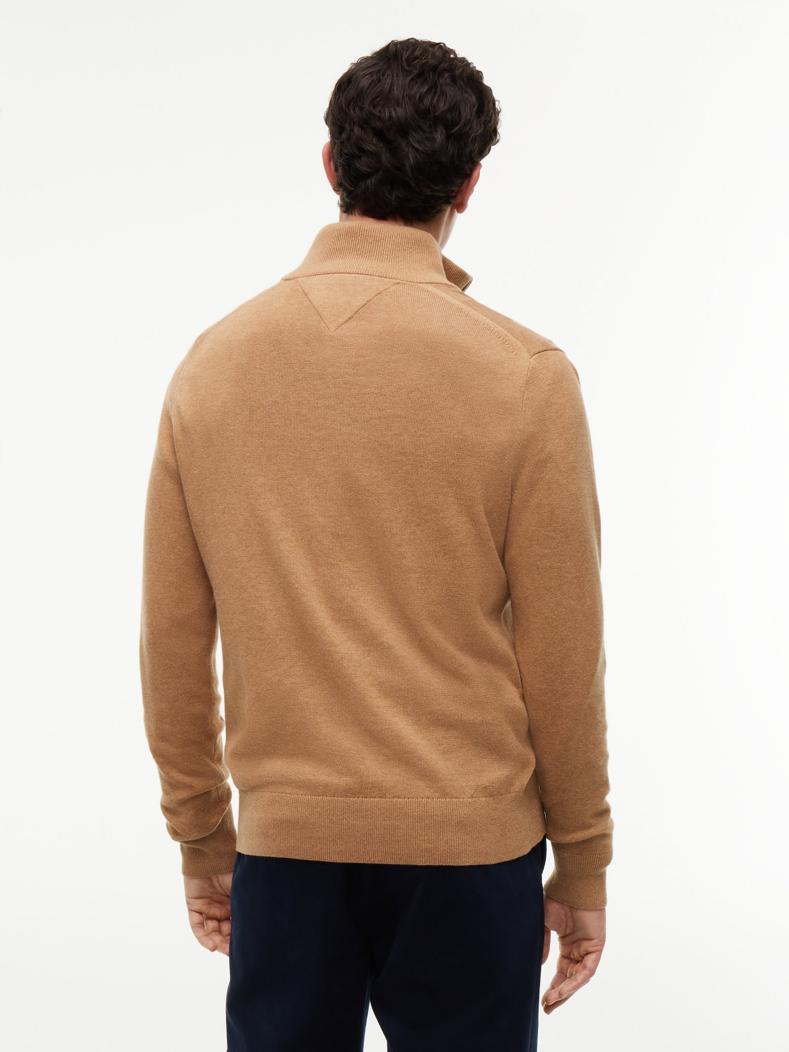 PIMA ORG CTN CASHMERE ZIP MOCK, BEIGE #4
