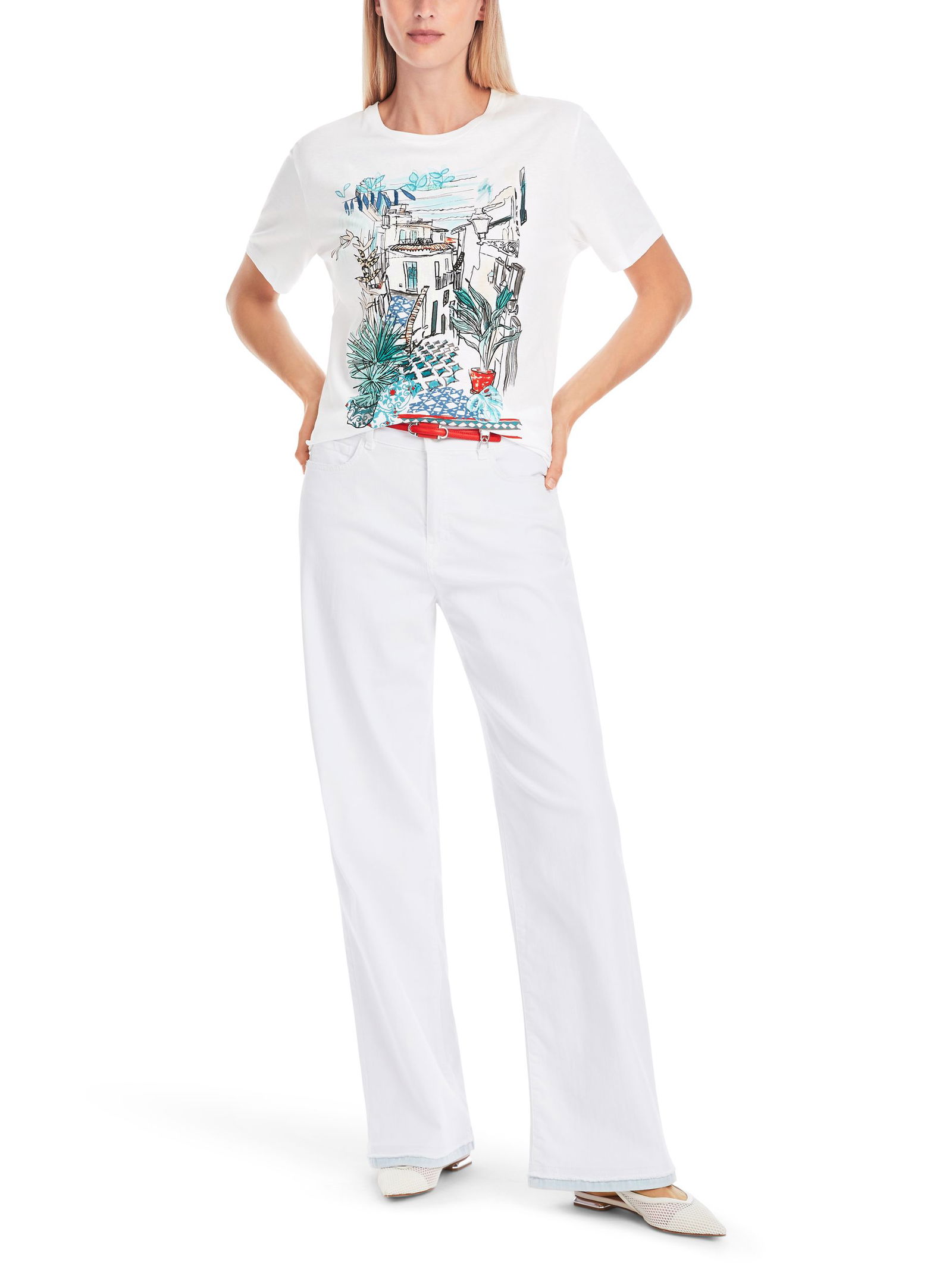 2cd7a3f7176c72ade7132340ec0eee8b Marc Cain Collections | Mit Print - T-Shirt aus 100 % Baumwolle | 46 | white