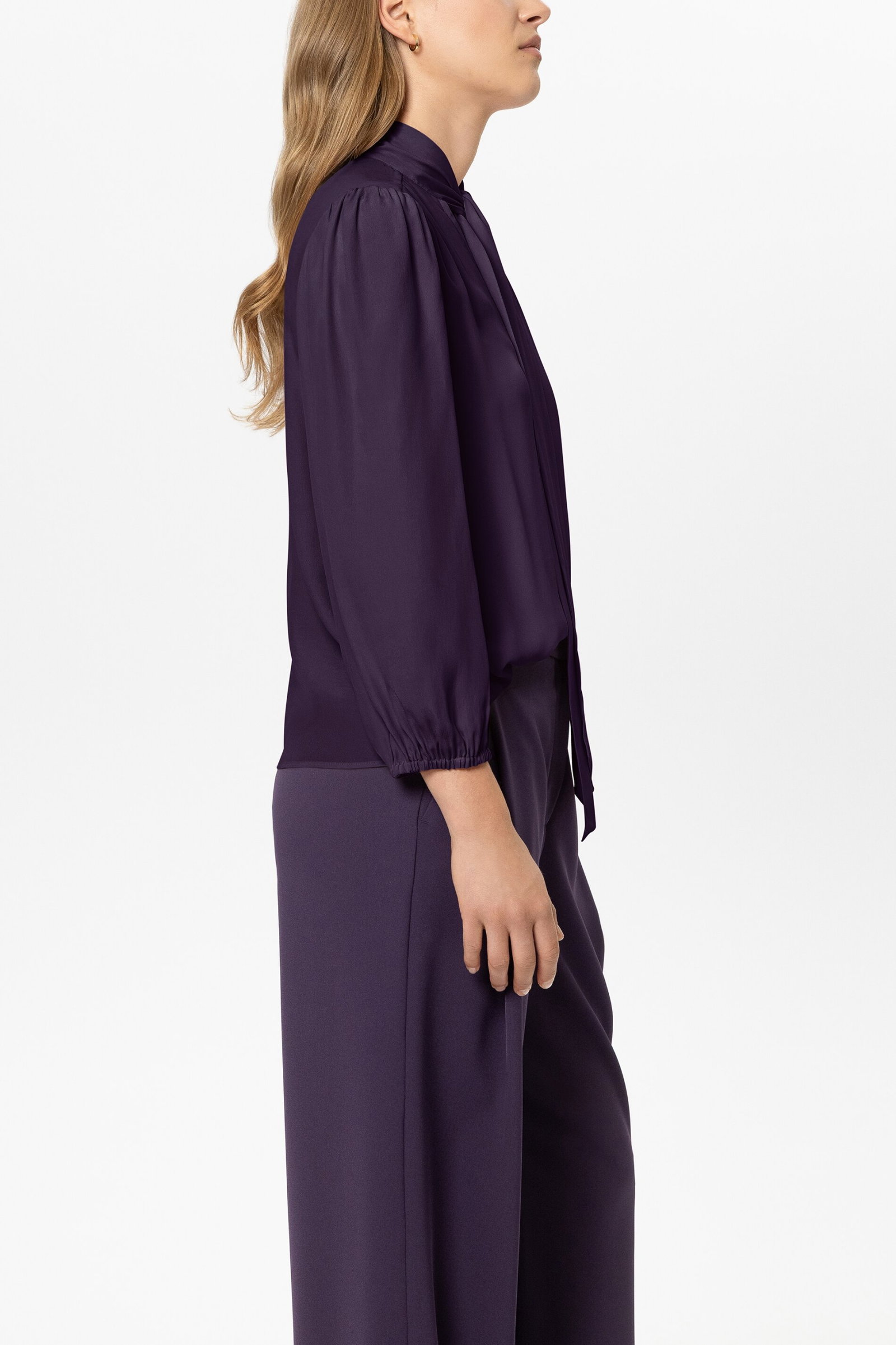 Schluppenbluse aus Seiden-Mix, plum #3