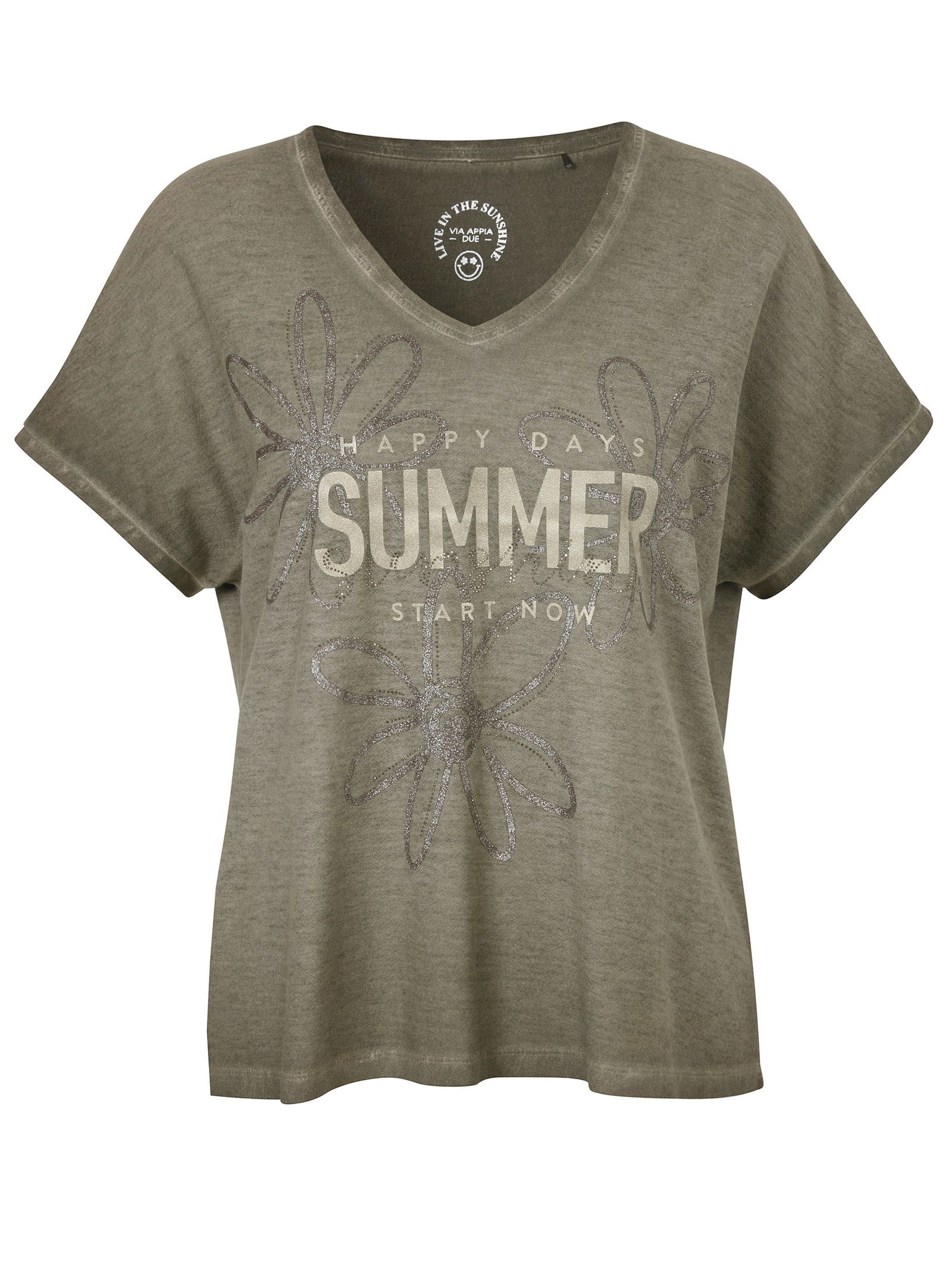 e7ef65d0a2b3f538ed763be7f5fbc185 VIA APPIA DUE |  T-Shirt V-Ausschnitt 1/2 Arm Motiv | 46 | schilf multicolor