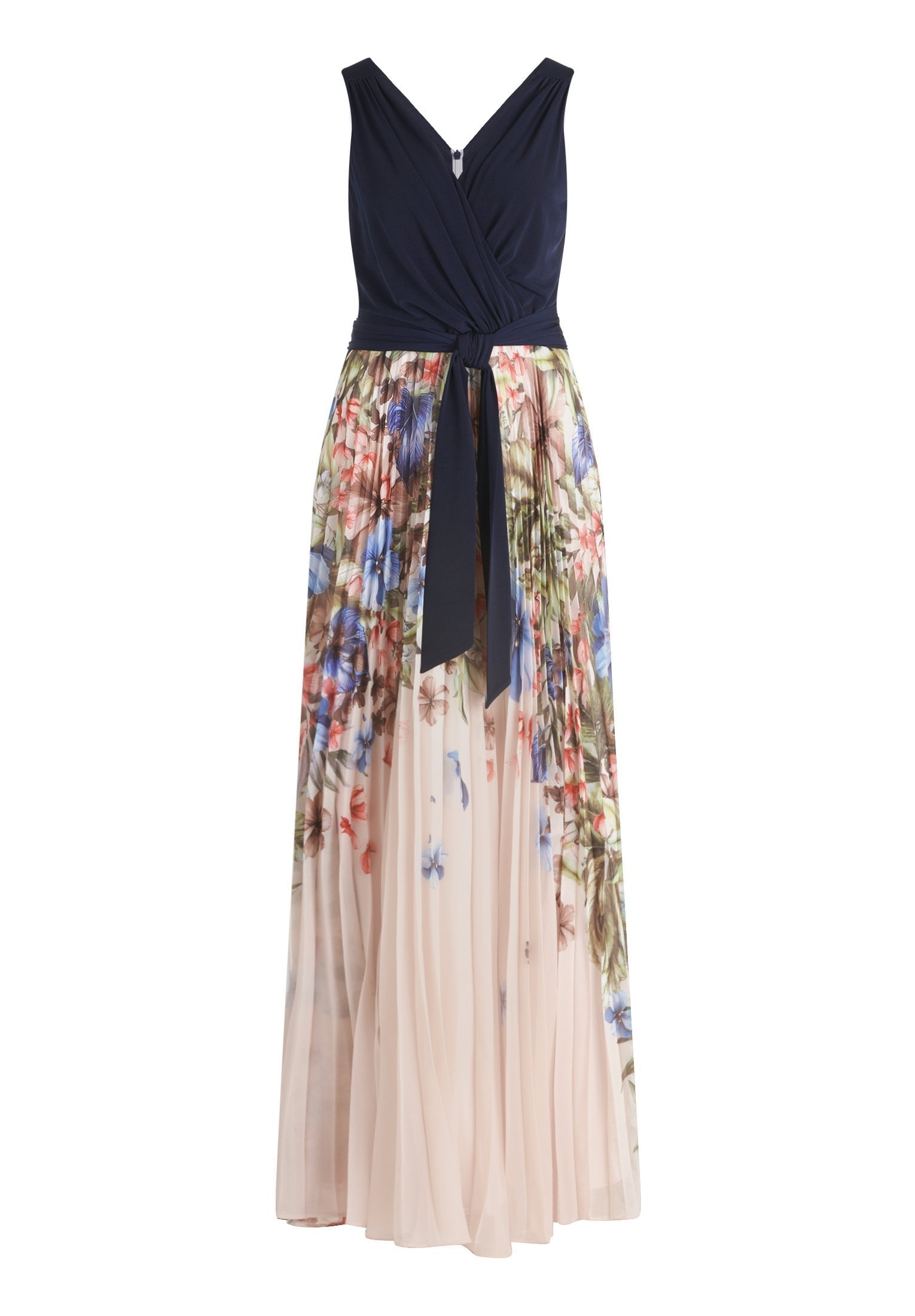 Kleid Lang ohne Arm, Patch Dark Blue/Cream #1