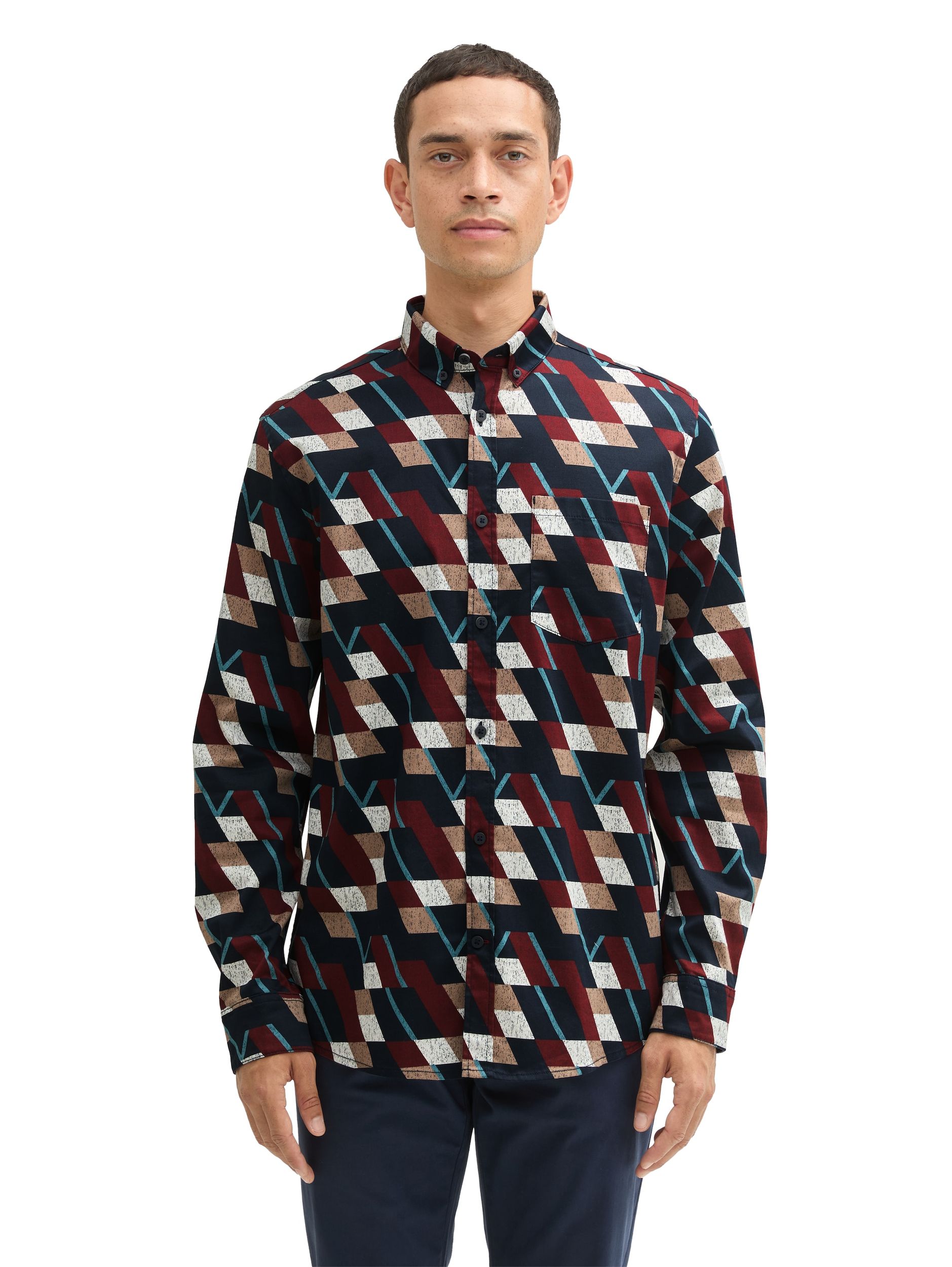  |  colorful printed shirt, navy base big element design | L