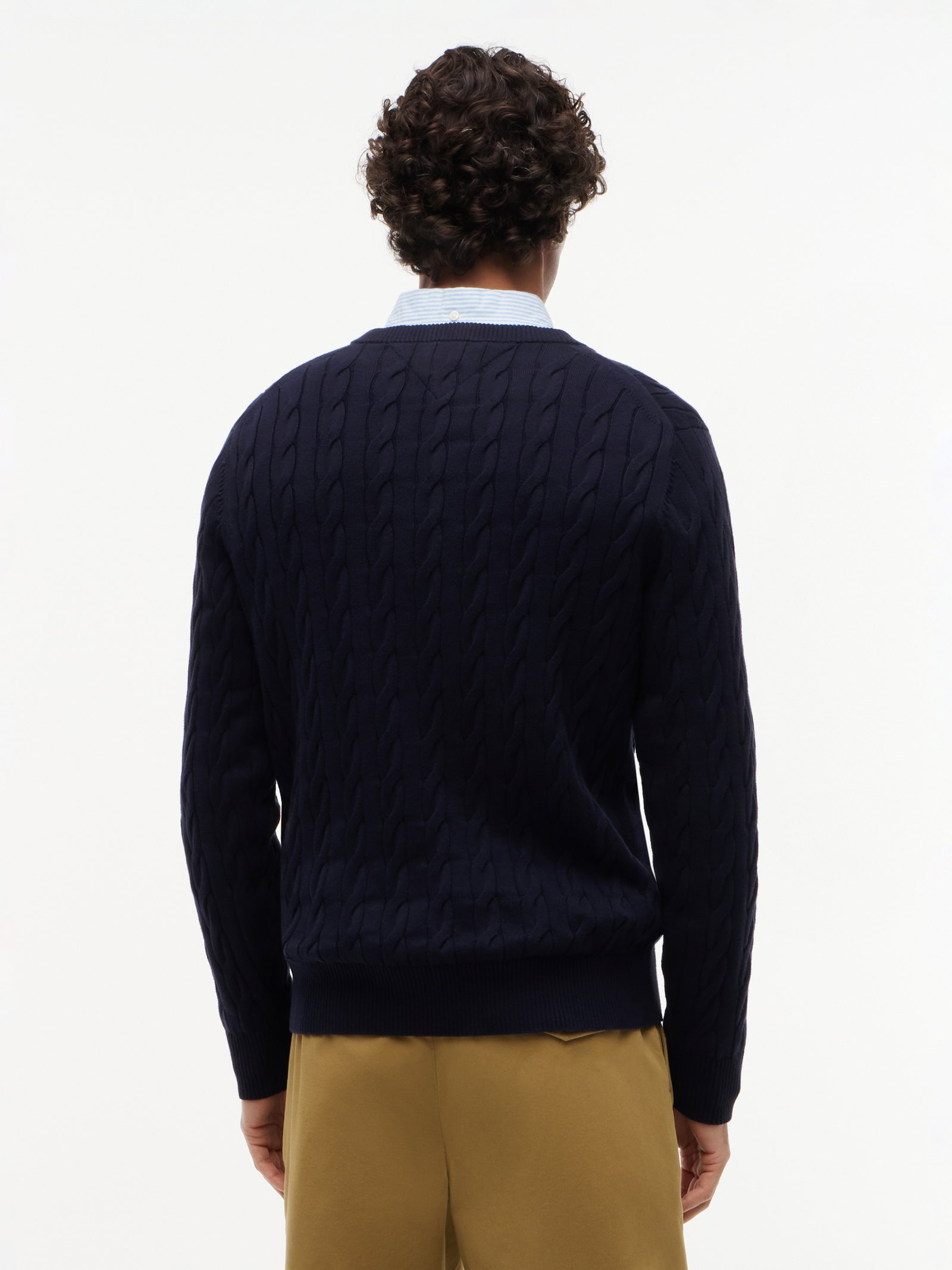 CLASSIC COTTON CABLE CREW NECK, BLUE #4