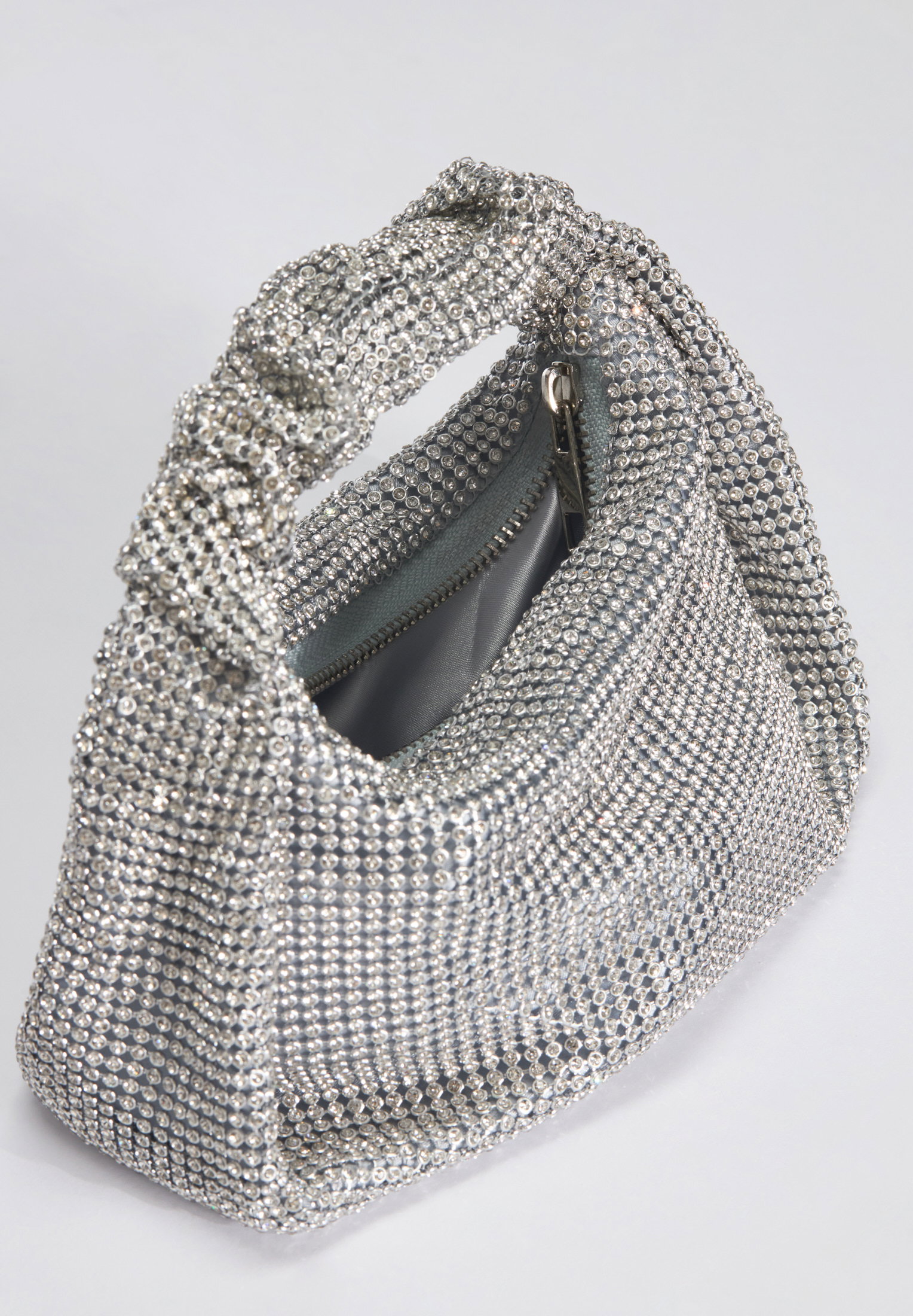 Henkeltasche aus glänzendem Strassg, silver #3