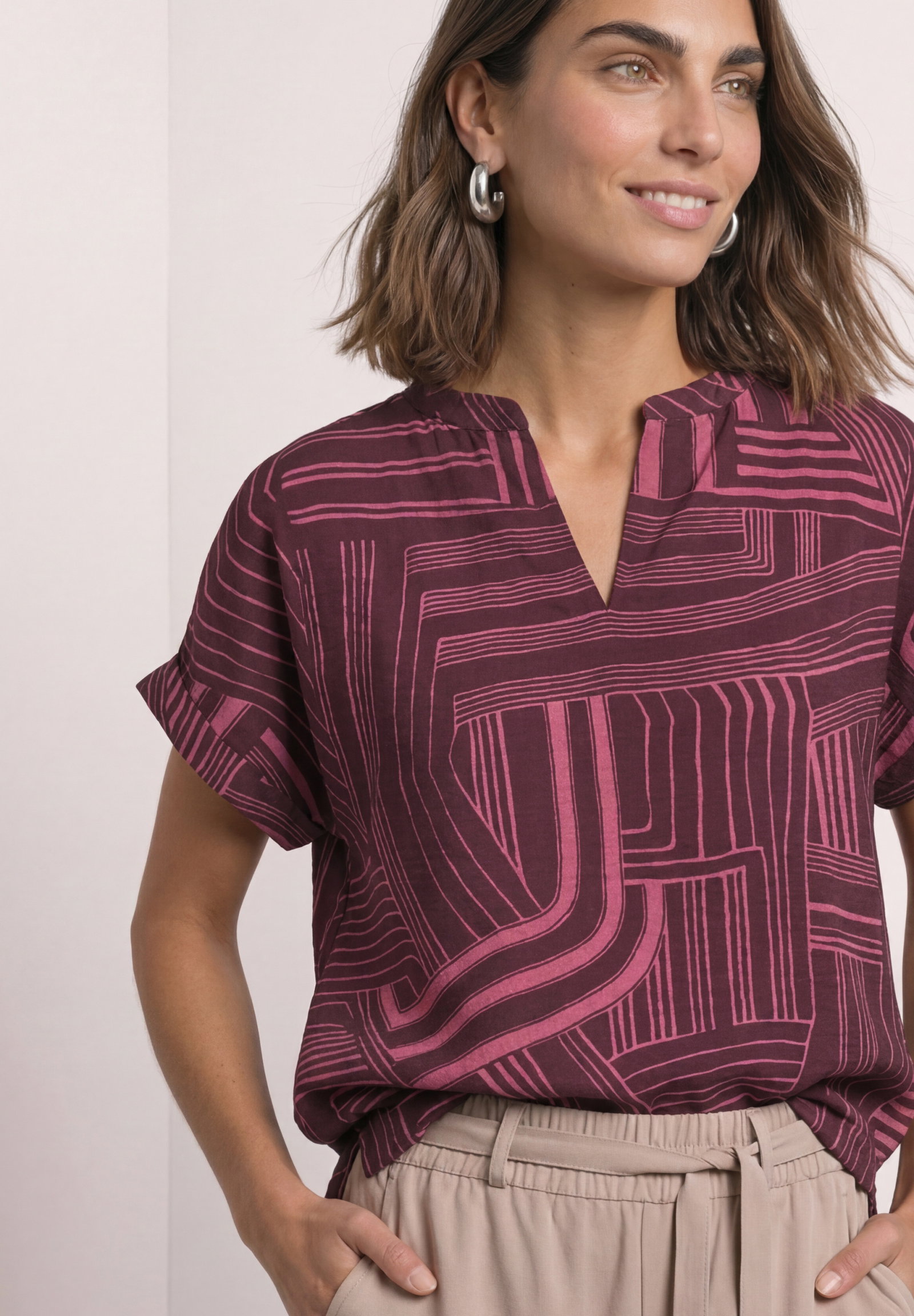 LTD QR printed mat-mix shirt w, blush berry #6