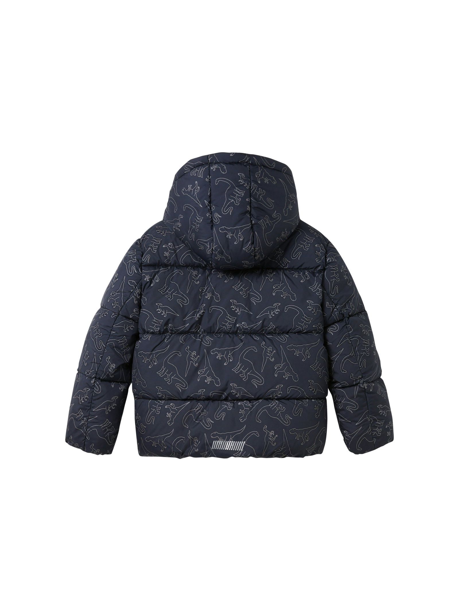 allover printed puffer jacket, navy outlined dino design #2